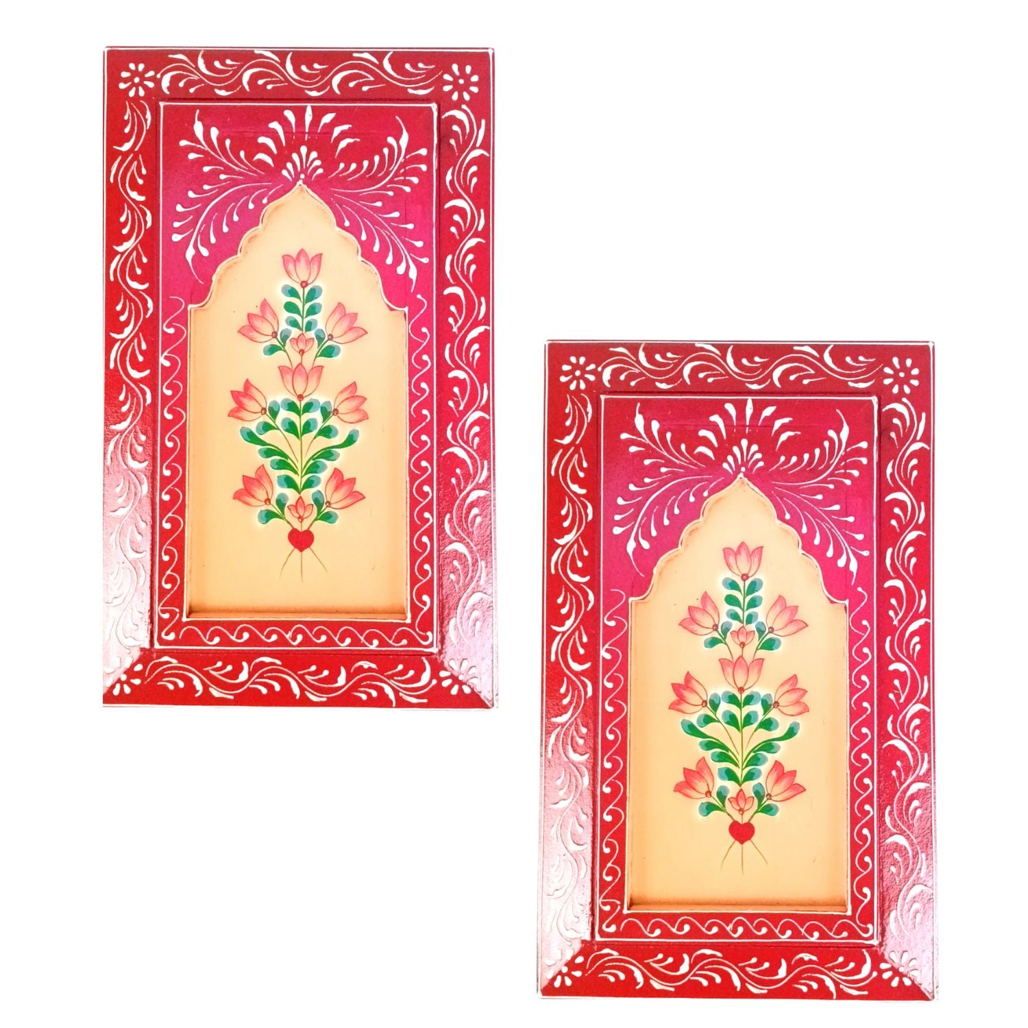 Handcrafted Wooden Painting Frame | Decorative Wall Hanging For Living Room Décor | Wooden Art Frame | Traditional Wall Art - 15 Inch (Pack Of 2) - Apkamart