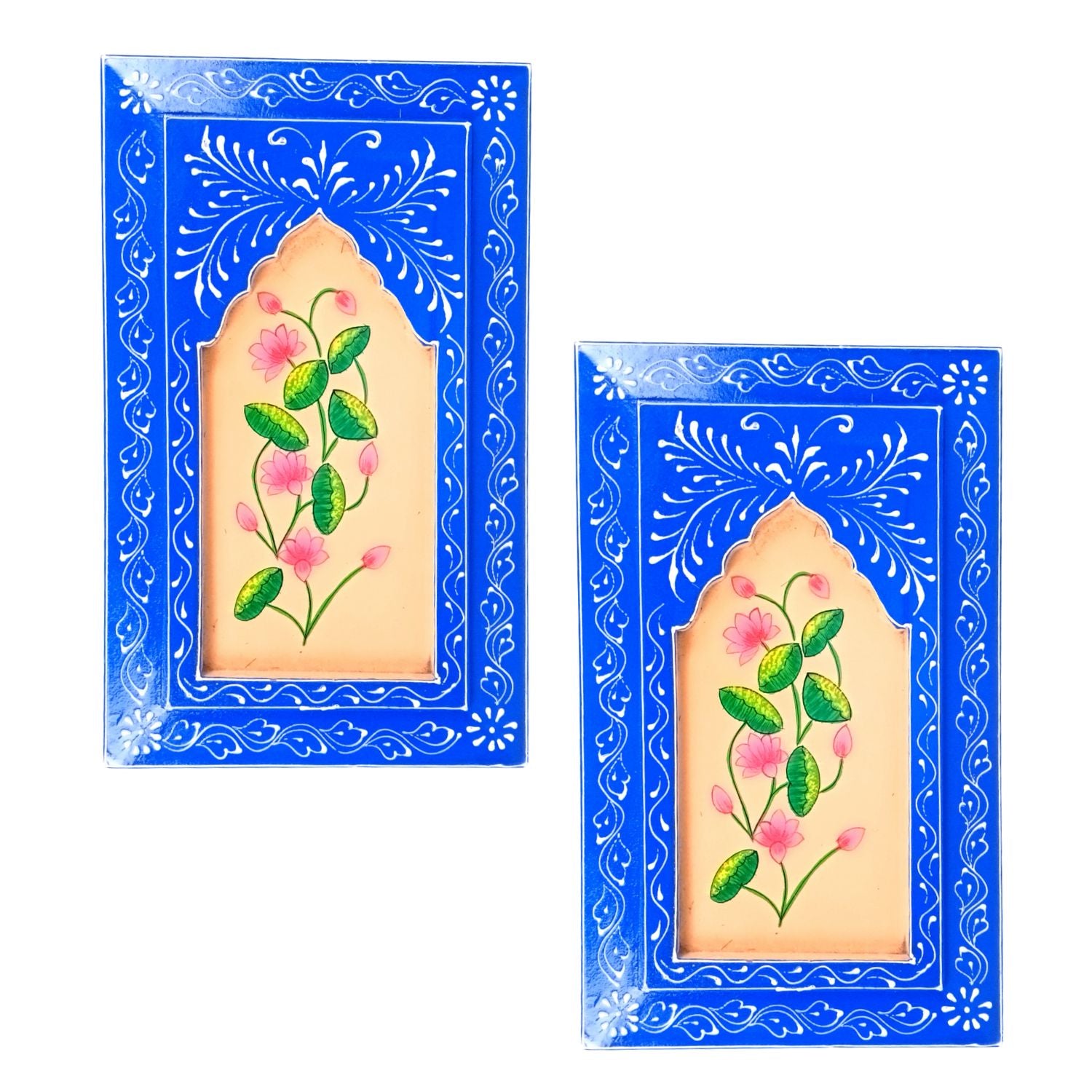 Handcrafted Wooden Painting Frame | Decorative Wall Hanging Home & Living Room Decor | Wooden Art Frame | Traditional Wall Art - 15 Inch (Pack Of 2) - Apkamart