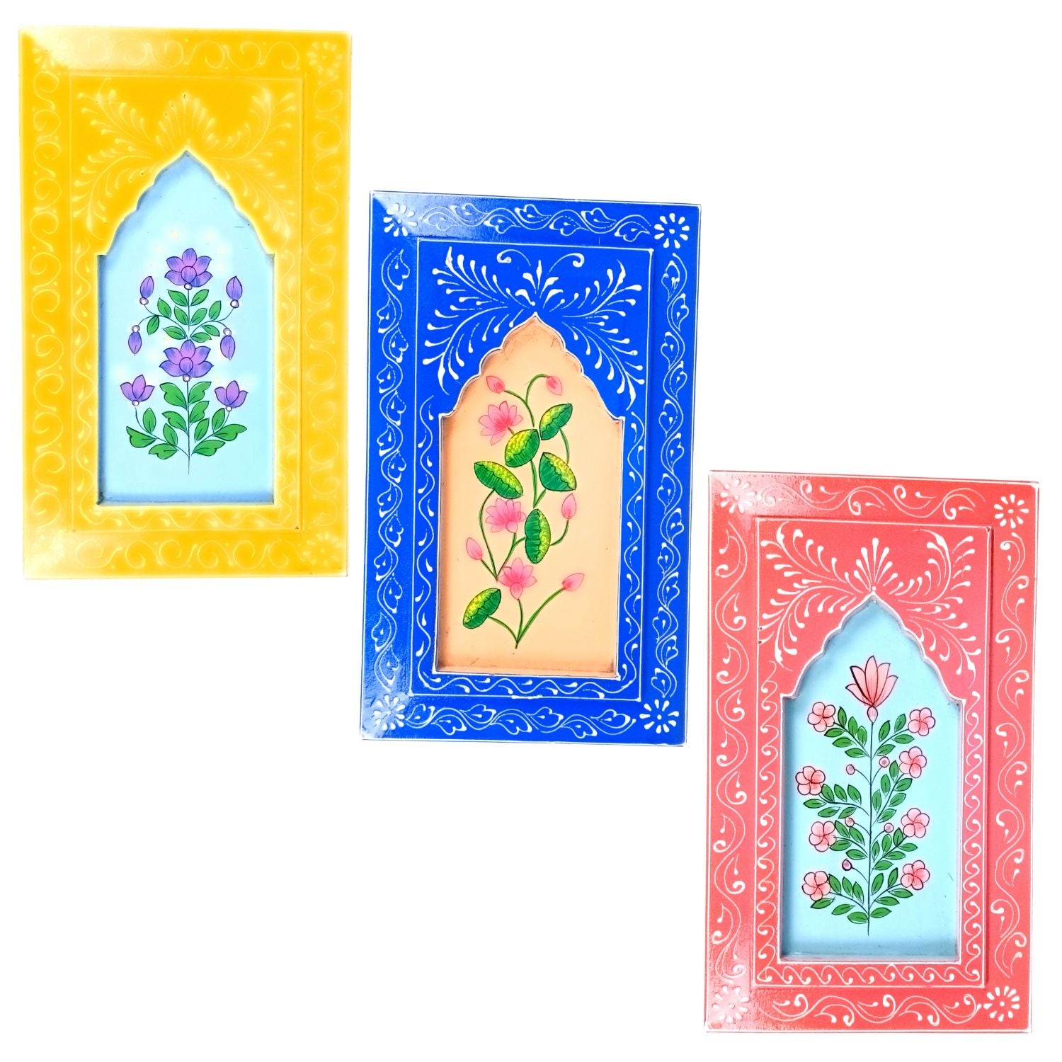 Handcrafted Wooden Painting Frame | Decorative Wall Hanging Photo Frame for Home & Living Room Décor | Wooden Art Frame | Traditional Wall Art - 15 Inch (pack Of 3) - Apkamart