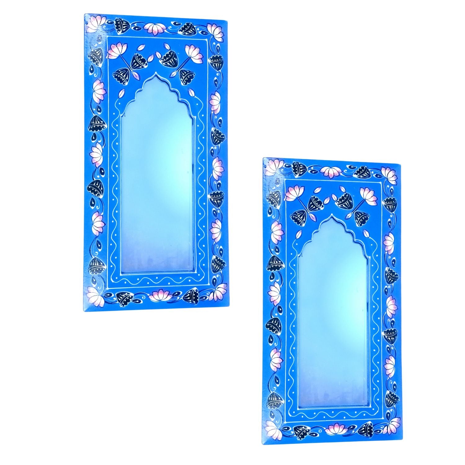 Handcrafted Wooden Mirror Frame | Wall Decor for Home, Living Room | Decorative Wall Hanging Frame for Mirror or Photos | Handcrafted Home Decor Frame - 18 Inch (Pack Of 2) - Apkamart