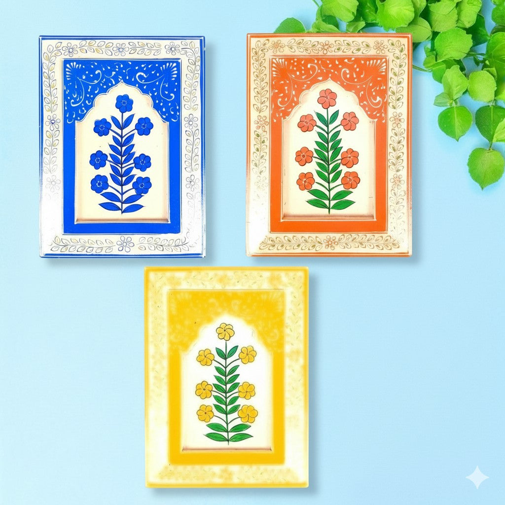 Handcrafted Wooden Painting Frame | Decorative Wall Hanging for Home & Living Room Decor | Wooden Art Frame | Handicraft Wall Art - 12 Inch (Pack Of 3) - Apkamart