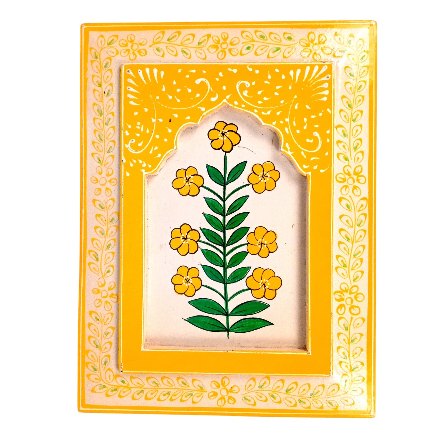 Handcrafted Wooden Painting Frame | Decorative Wall Hanging for Home & Living Room Decor | Wooden Art Frame | Handicraft Wall Art - 12 Inch - Apkamart