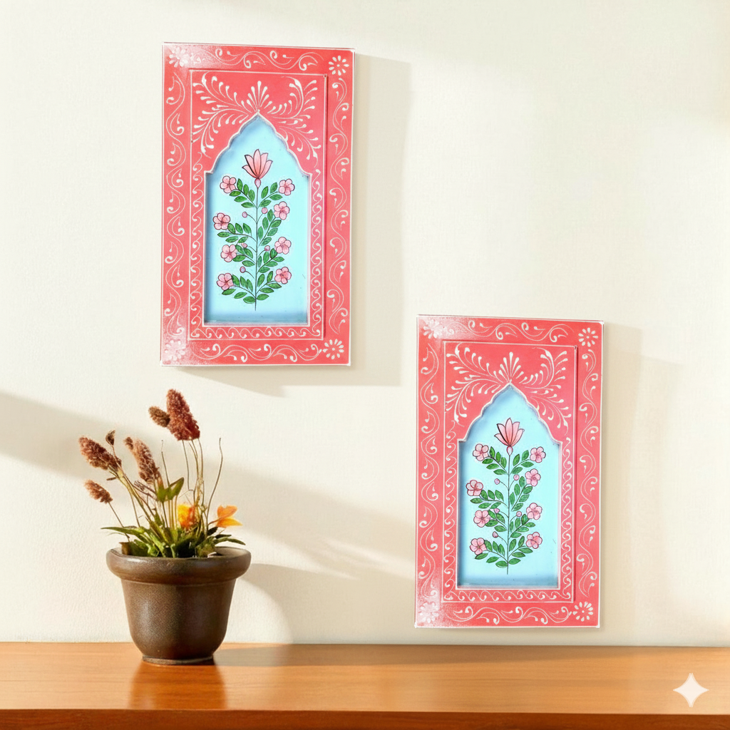 Handcrafted Wooden Painting Frame | Decorative Wall Hanging Photo Frame for Home & Living Room Decor | Wooden Art Frame | Traditional Wall Art - 15 Inch (pack Of 2) - Apkamart