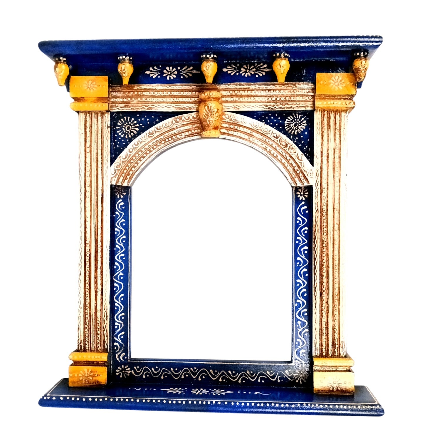 Wooden Jharokha Wall Hanging – Decorative Window Frame for Home, Living Room, Entrance & Wall Decor - 17 Inch - Apkamart