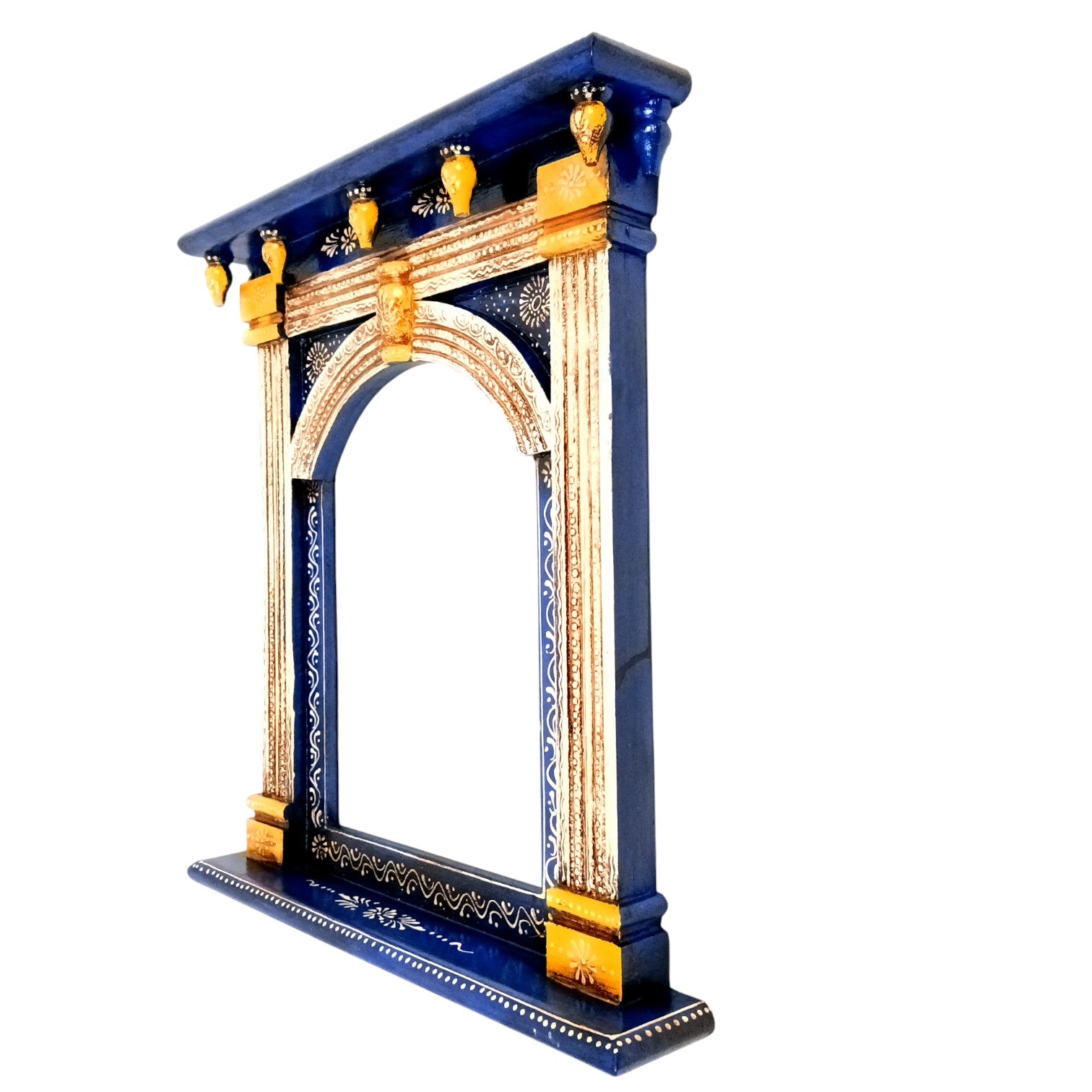 Wooden Jharokha Wall Hanging – Decorative Window Frame for Home, Living Room, Entrance & Wall Decor - 17 Inch - Apkamart