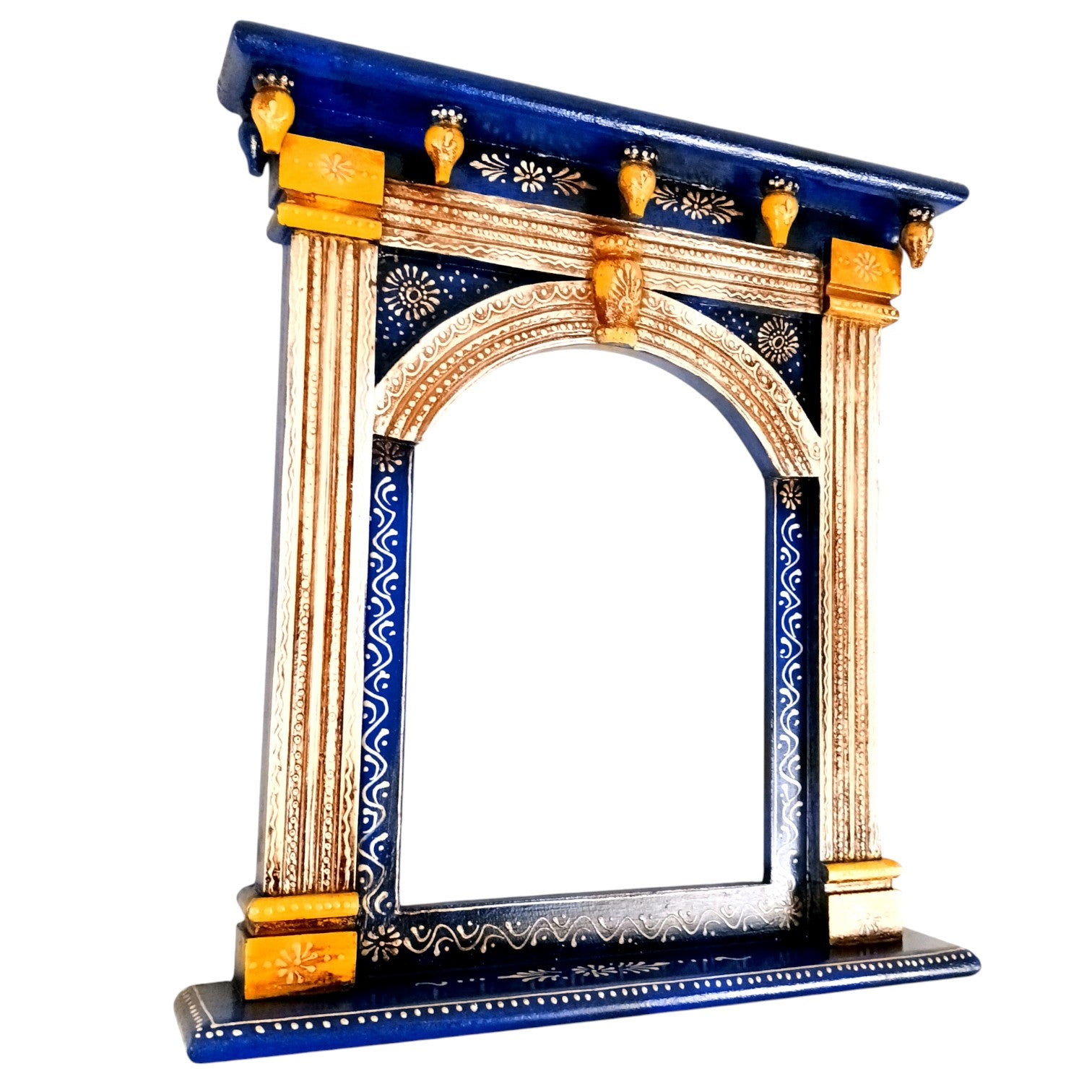 Wooden Jharokha Wall Hanging – Decorative Window Frame for Home, Living Room, Entrance & Wall Decor - 17 Inch - Apkamart