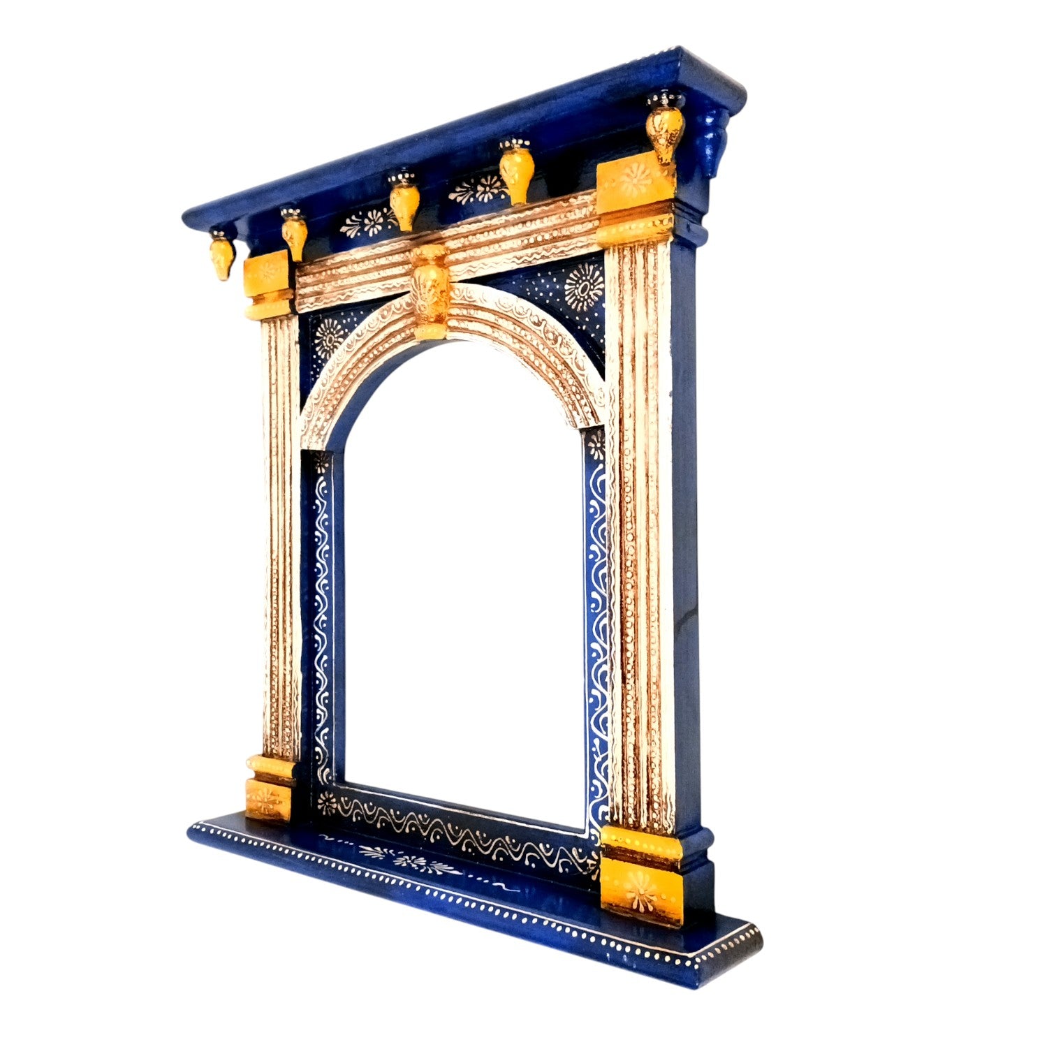 Wooden Jharokha Wall Hanging – Decorative Window Frame for Home, Living Room, Entrance & Wall Decor - 17 Inch - Apkamart