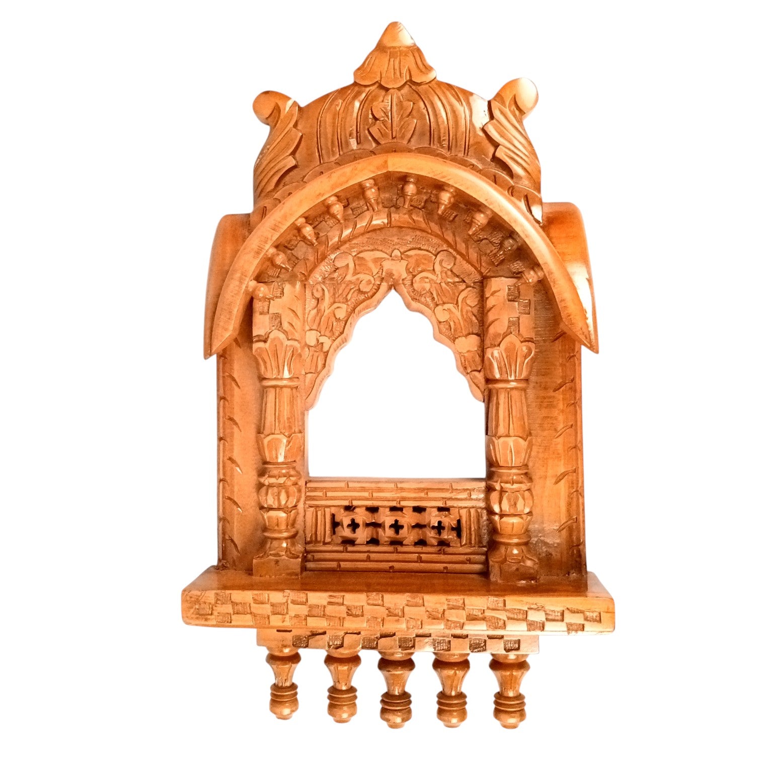 Wooden Jharokha Frame | Traditional Wall Hanging for Mirror & Photos | Decorative Ethnic Wall Art for Living Room,  Bedroom & Home Decor - 27 Inch - Apkamart