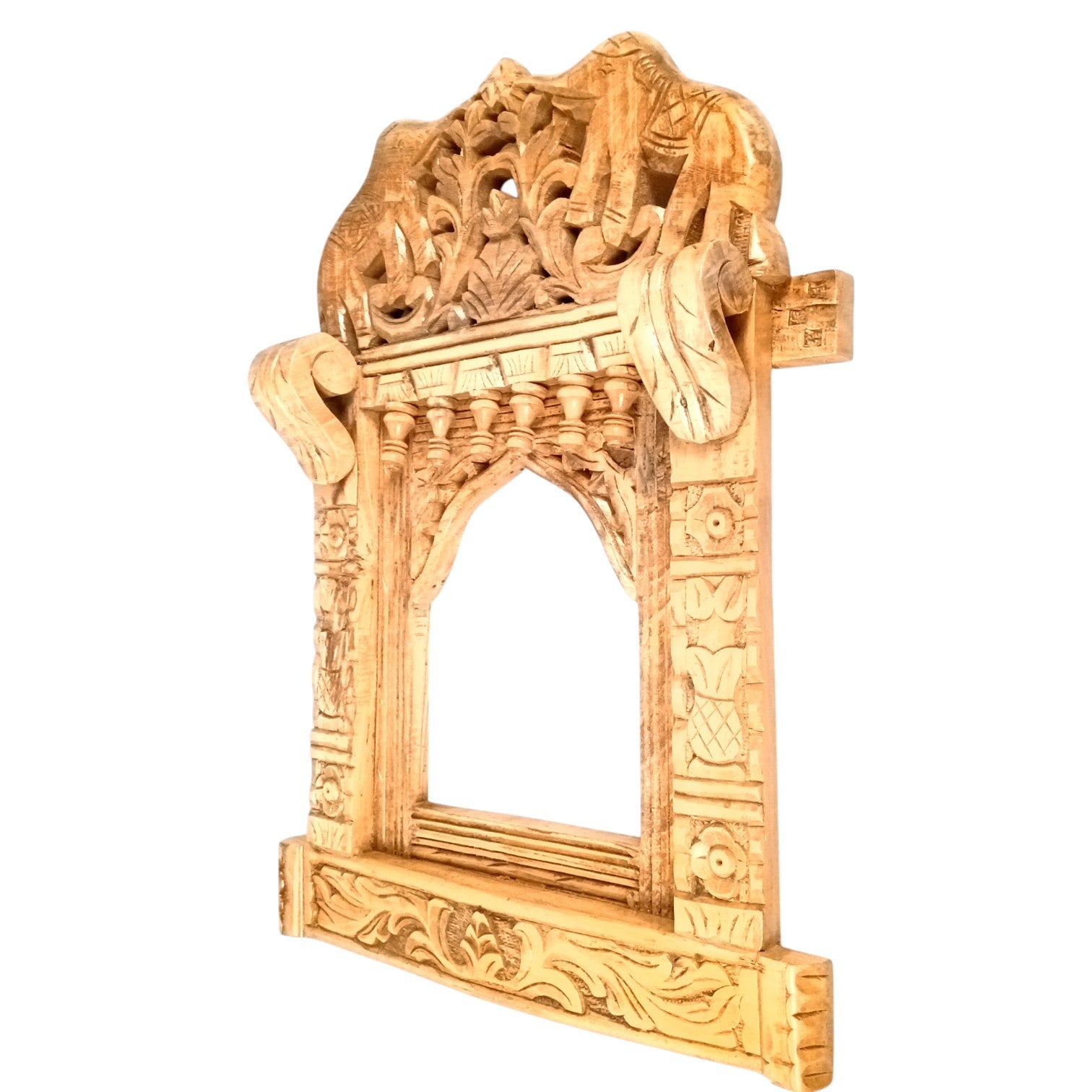 Elephant Jharokha Wooden Frame | Traditional Wall Hanging for Mirror & Photos | Decorative Ethnic Wall Art for Living Room,  Bedroom & Home Decor - 27 Inch - Apkamart