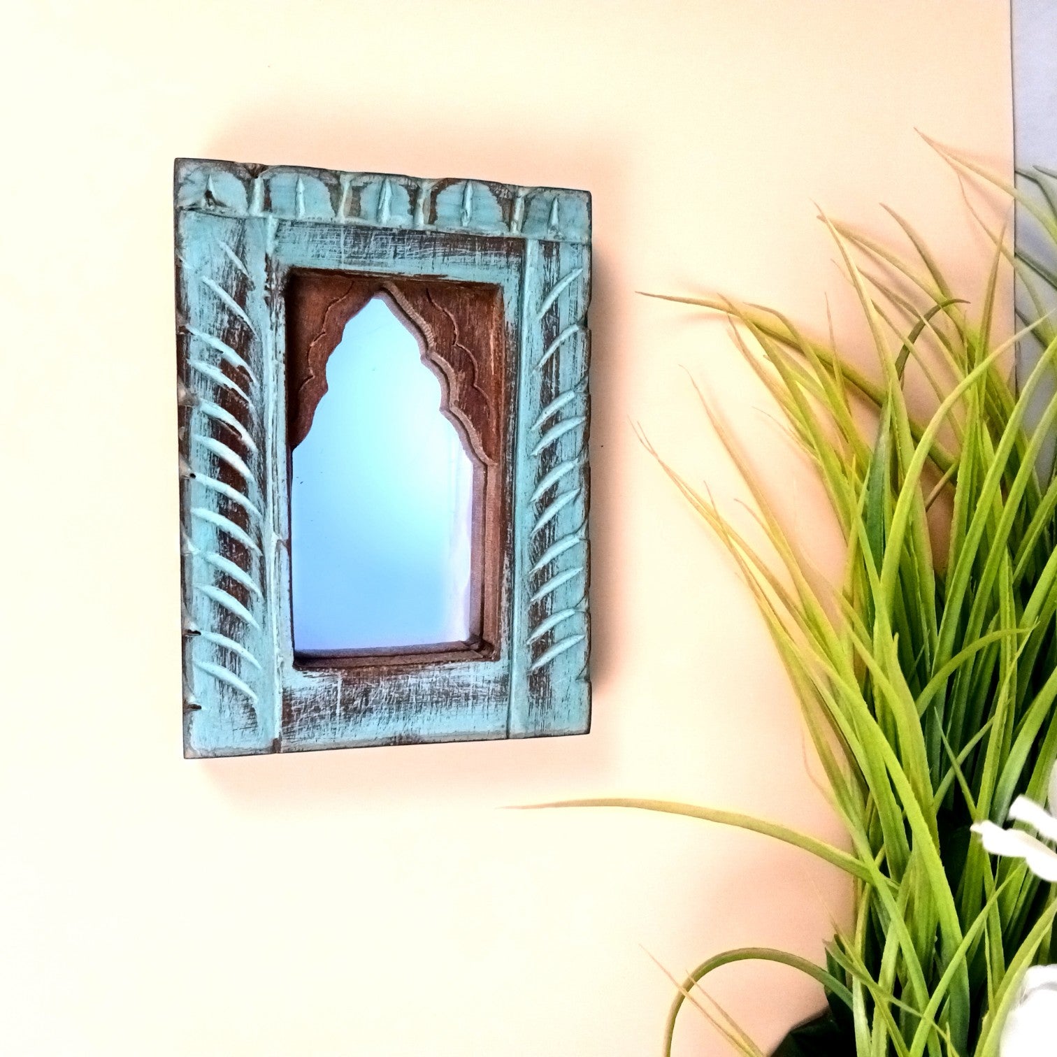 Wooden Jharokha | Traditional Wall Hanging Frame for Photos, Mirrors & Home Décor | Ethnic Wooden Jharokha for Living Room, Bedroom & Gifting - 7 Inch - Apkamart