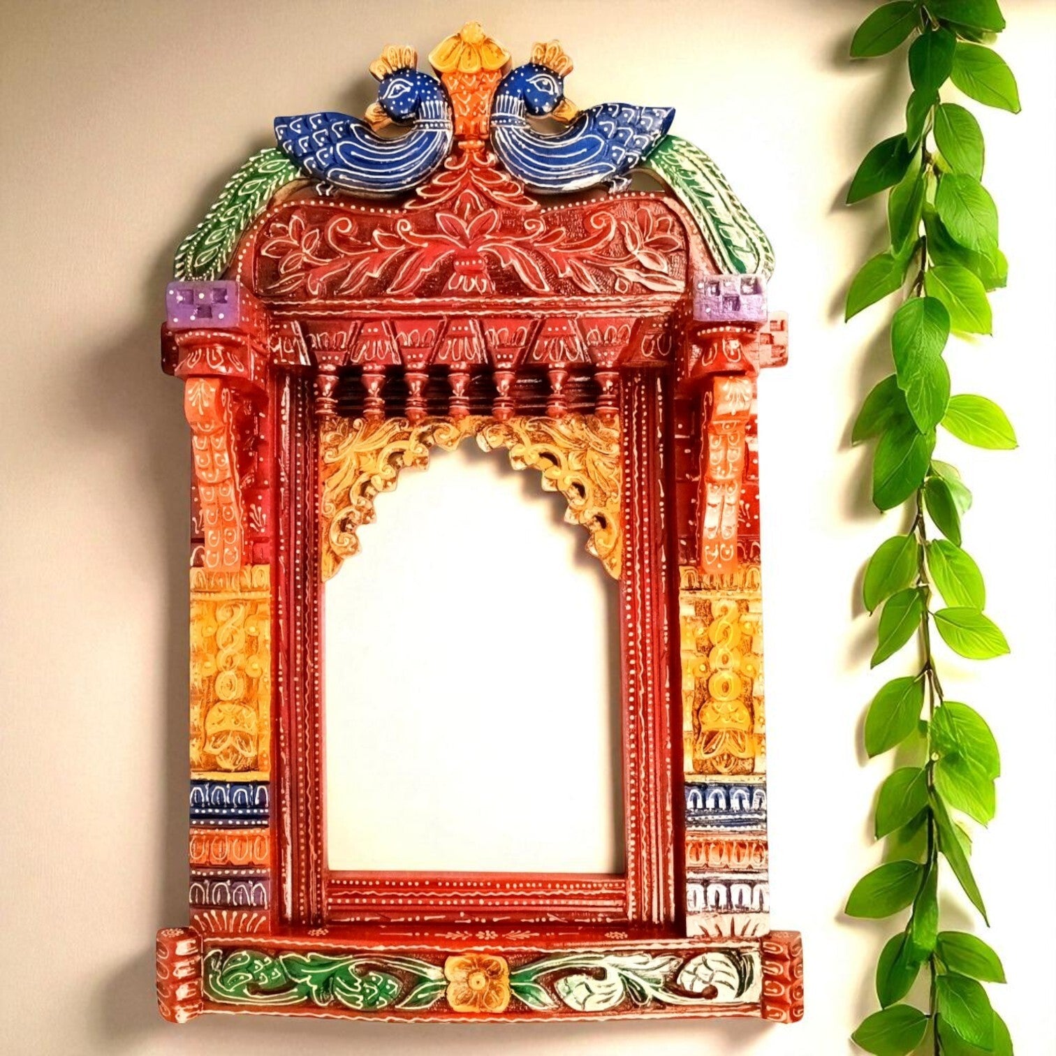 Wooden Jharokha for Mirror & Photo Frame | Traditional Rajasthani Wall Hanging | Ethnic Wooden Frame for Home Decor & Wall Decoration - 36 Inch - Apkamart