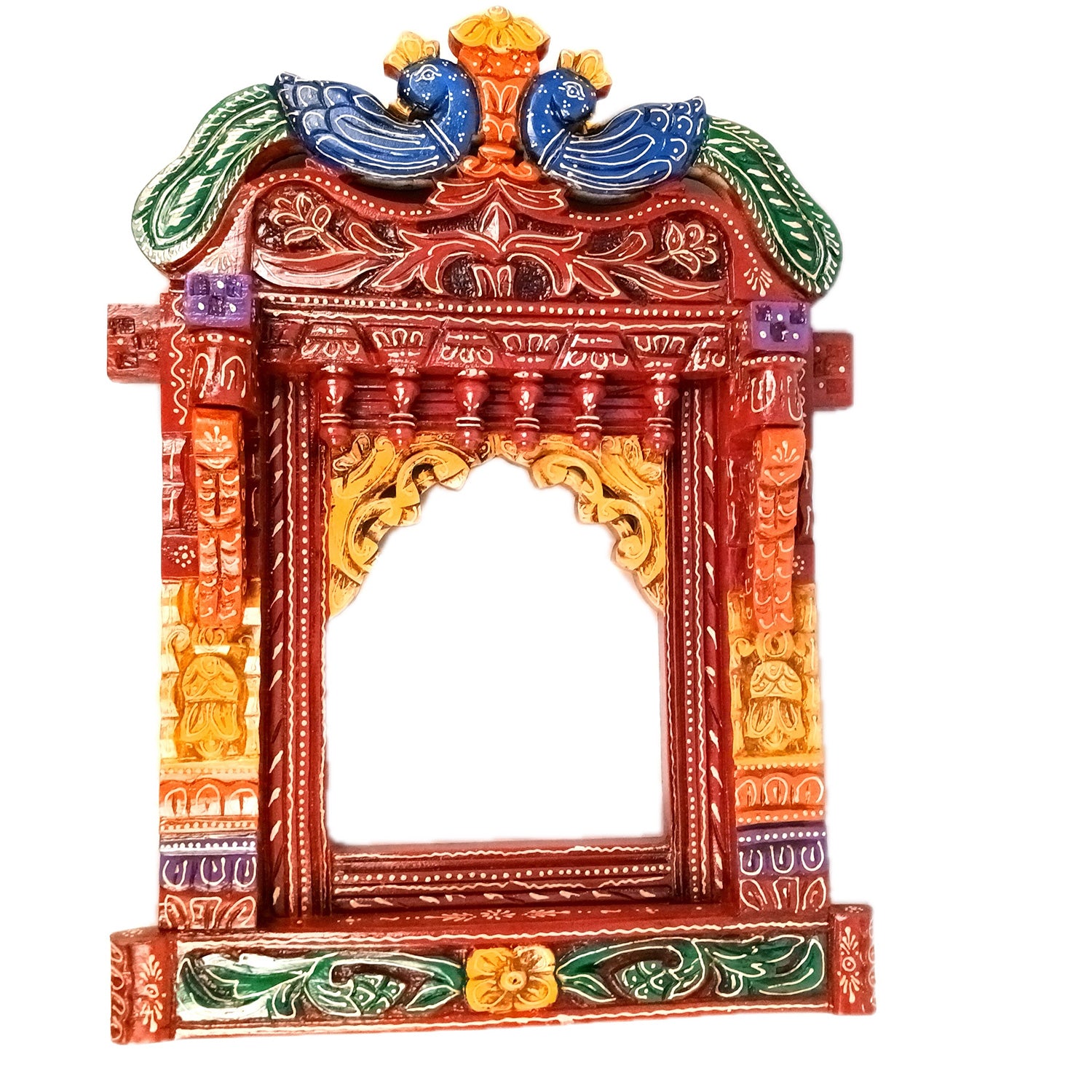 Jharokha Wall Hanging |Big Wooden Jharokha Window Frame Hangings - For Home, Wall Decor, Living room, Entrance Decoration & Gifts - 27 Inch - Aokamart