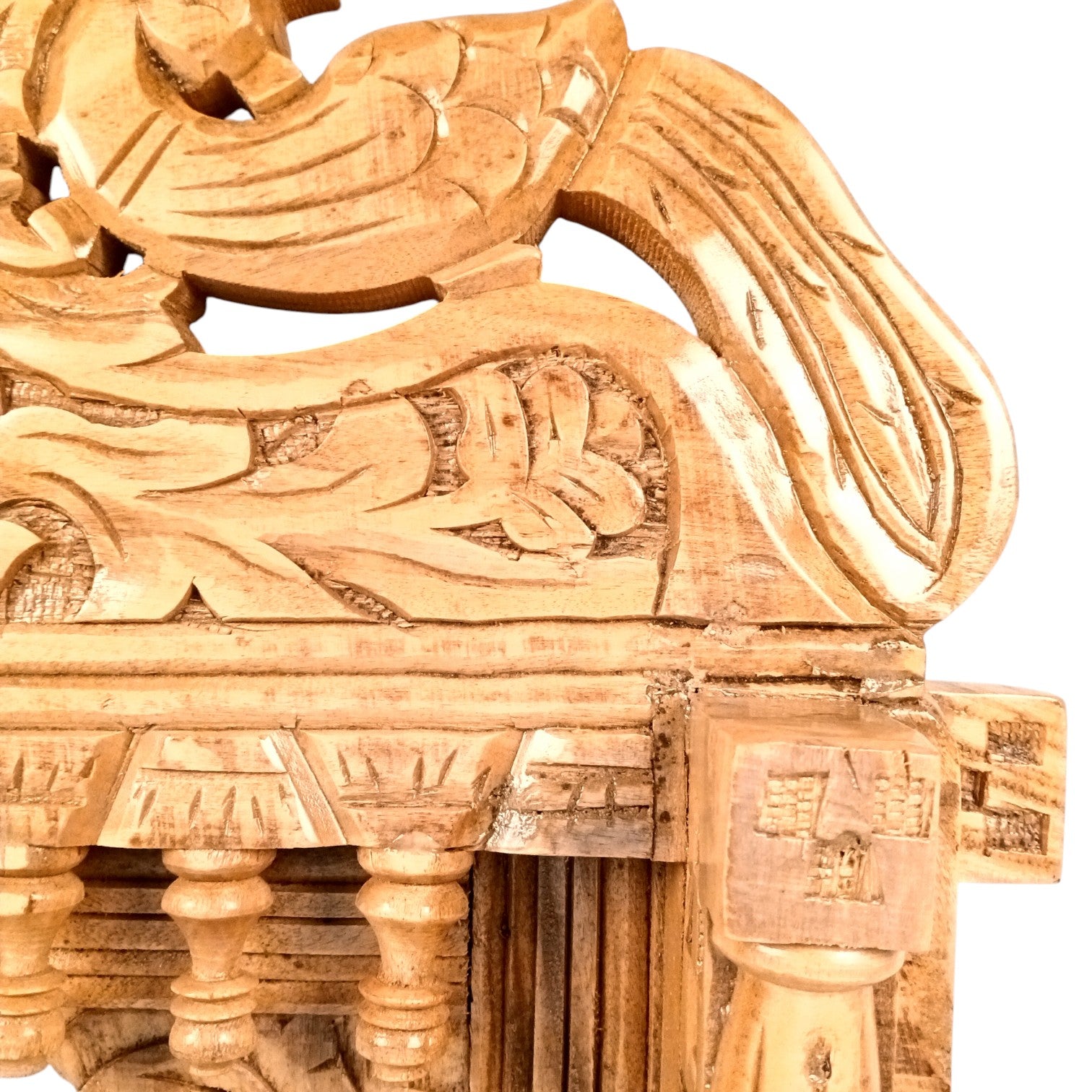 Peacock Jharokha Wooden Frame | Traditional Wall Hanging for Mirror & Photos | Decorative Home Decor for Living Room, Bedroom & Office - 27 Inch - Apkamart