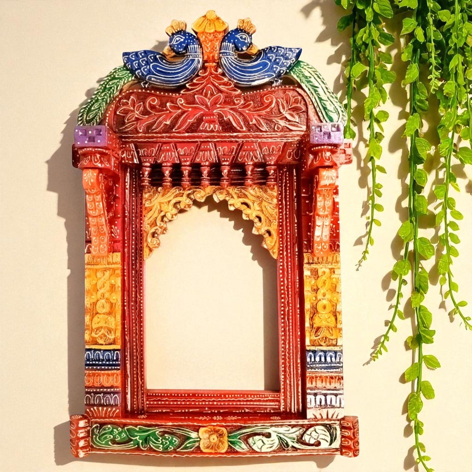 Wooden Jharokha for Mirror & Photo Frame | Traditional Rajasthani Wall Hanging | Ethnic Wooden Frame for Home Decor & Wall Decoration - 36 Inch - Apkamart