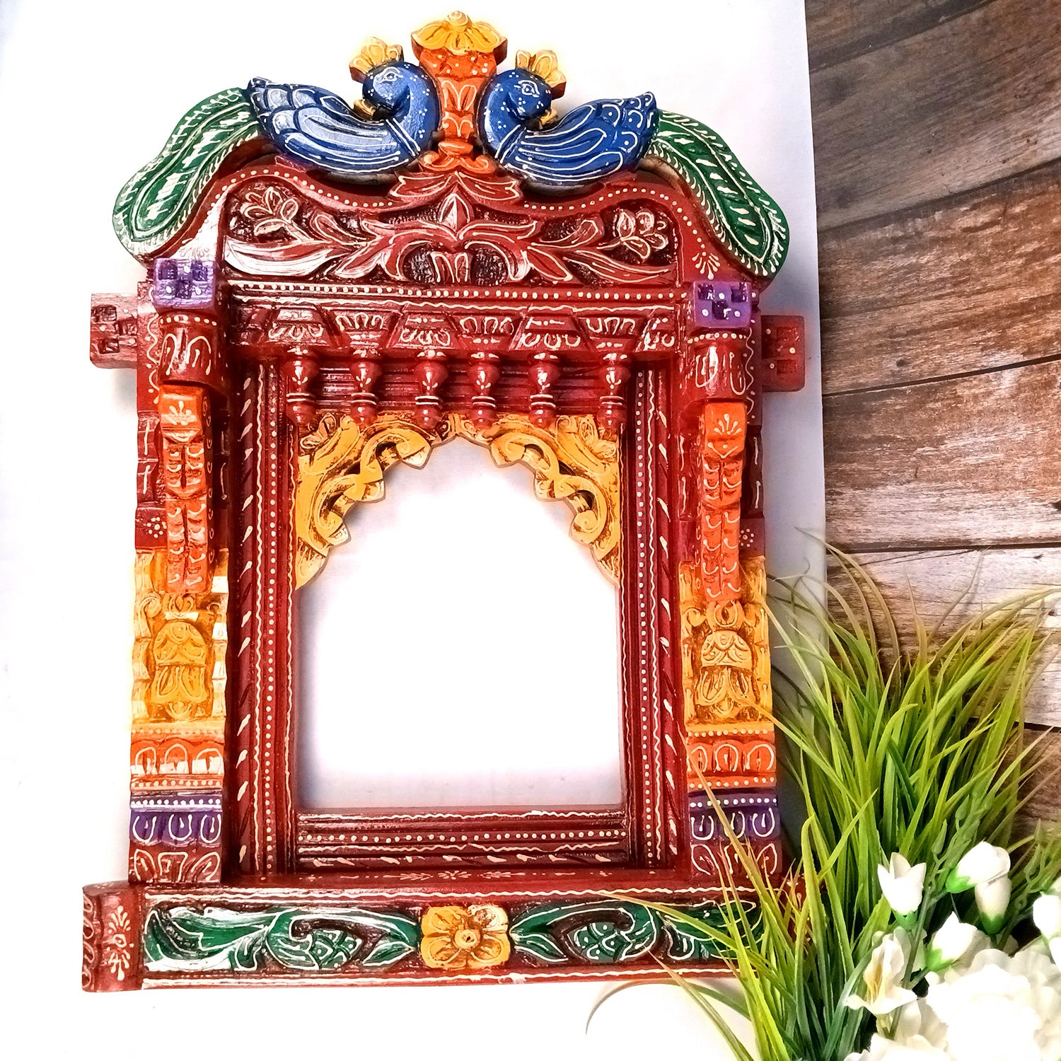 Jharokha Wall Hanging |Big Wooden Jharokha Window Frame Hangings - For Home, Wall Decor, Living room, Entrance Decoration & Gifts - 27 Inch - Aokamart