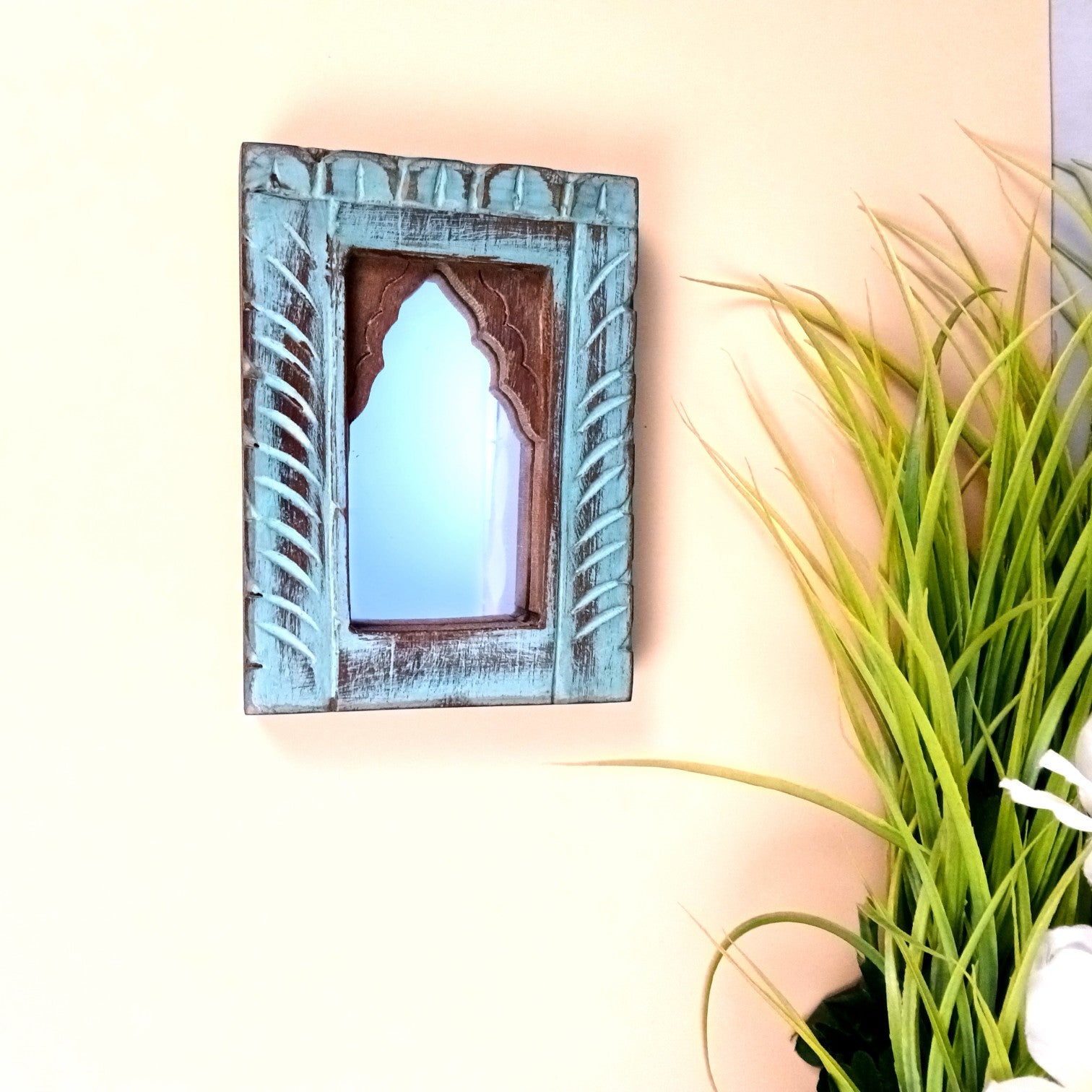 Wooden Jharokha | Traditional Wall Hanging Frame for Photos, Mirrors & Home Décor | Ethnic Wooden Jharokha for Living Room, Bedroom & Gifting - 7 Inch - Apkamart