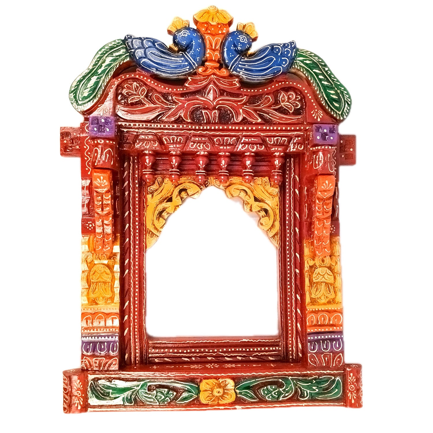 Jharokha Wall Hanging |Big Wooden Jharokha Window Frame Hangings - For Home, Wall Decor, Living room, Entrance Decoration & Gifts - 27 Inch - Aokamart
