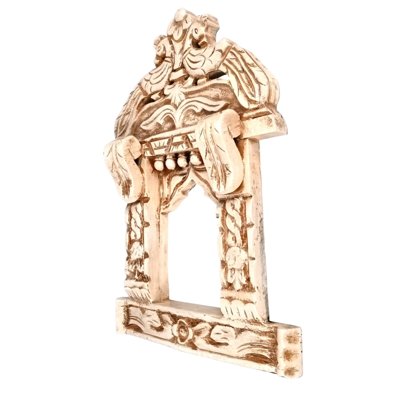 Wooden Jharokha Peacock Design | Decorative Wall Hanging Window Frame | Traditional Handcrafted Jharokha for Home Decor, Mirror, Photo Frame & Gifting - 18 Inch - Apkamart