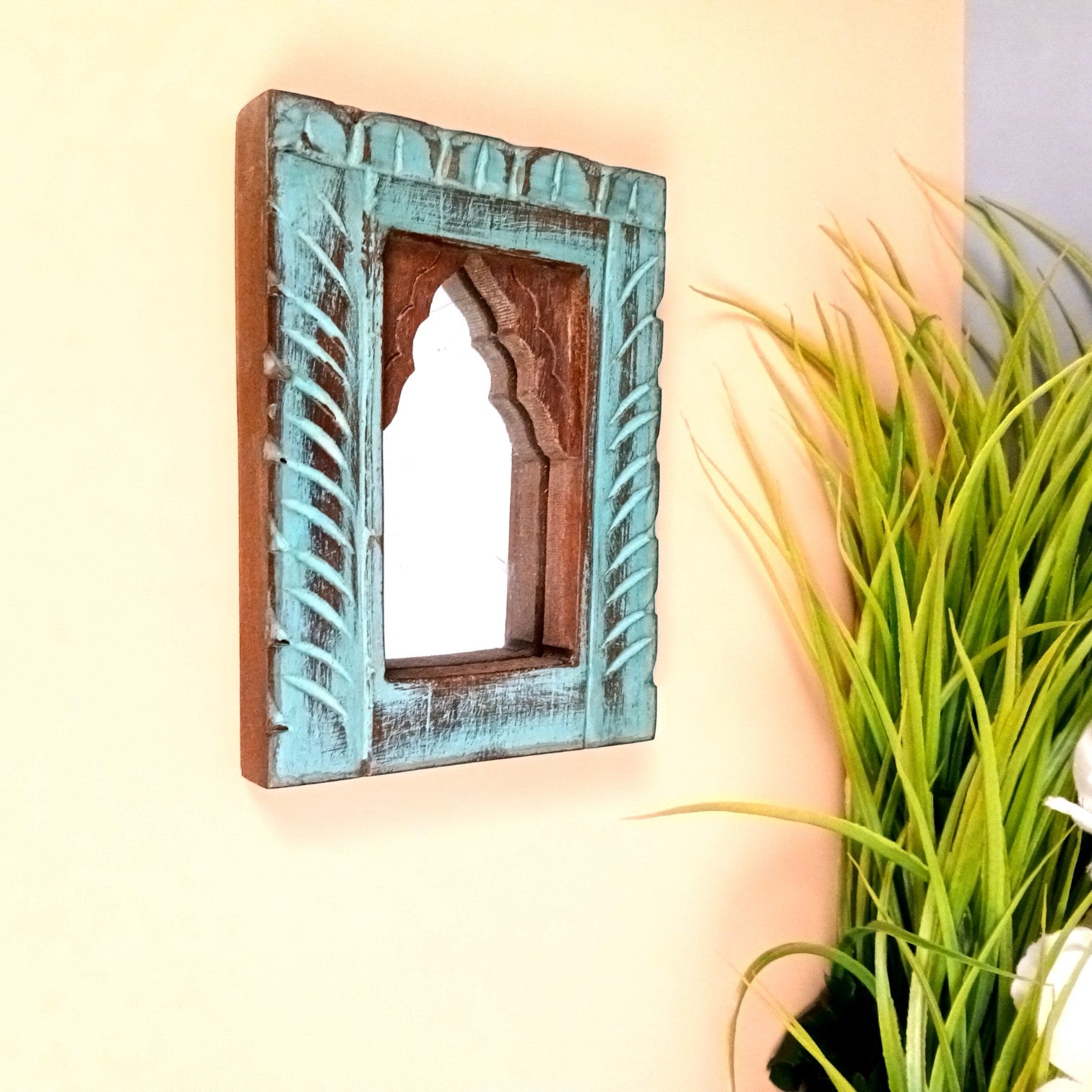 Wooden Jharokha | Traditional Wall Hanging Frame for Photos, Mirrors & Home Décor | Ethnic Wooden Jharokha for Living Room, Bedroom & Gifting - 7 Inch - Apkamart