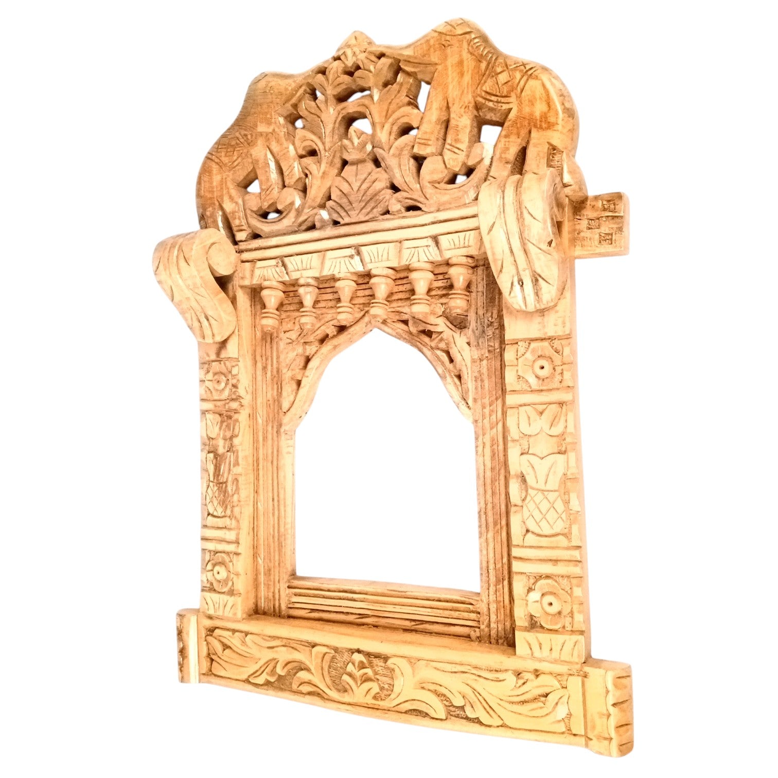 Elephant Jharokha Wooden Frame | Traditional Wall Hanging for Mirror & Photos | Decorative Ethnic Wall Art for Living Room,  Bedroom & Home Decor - 27 Inch - Apkamart