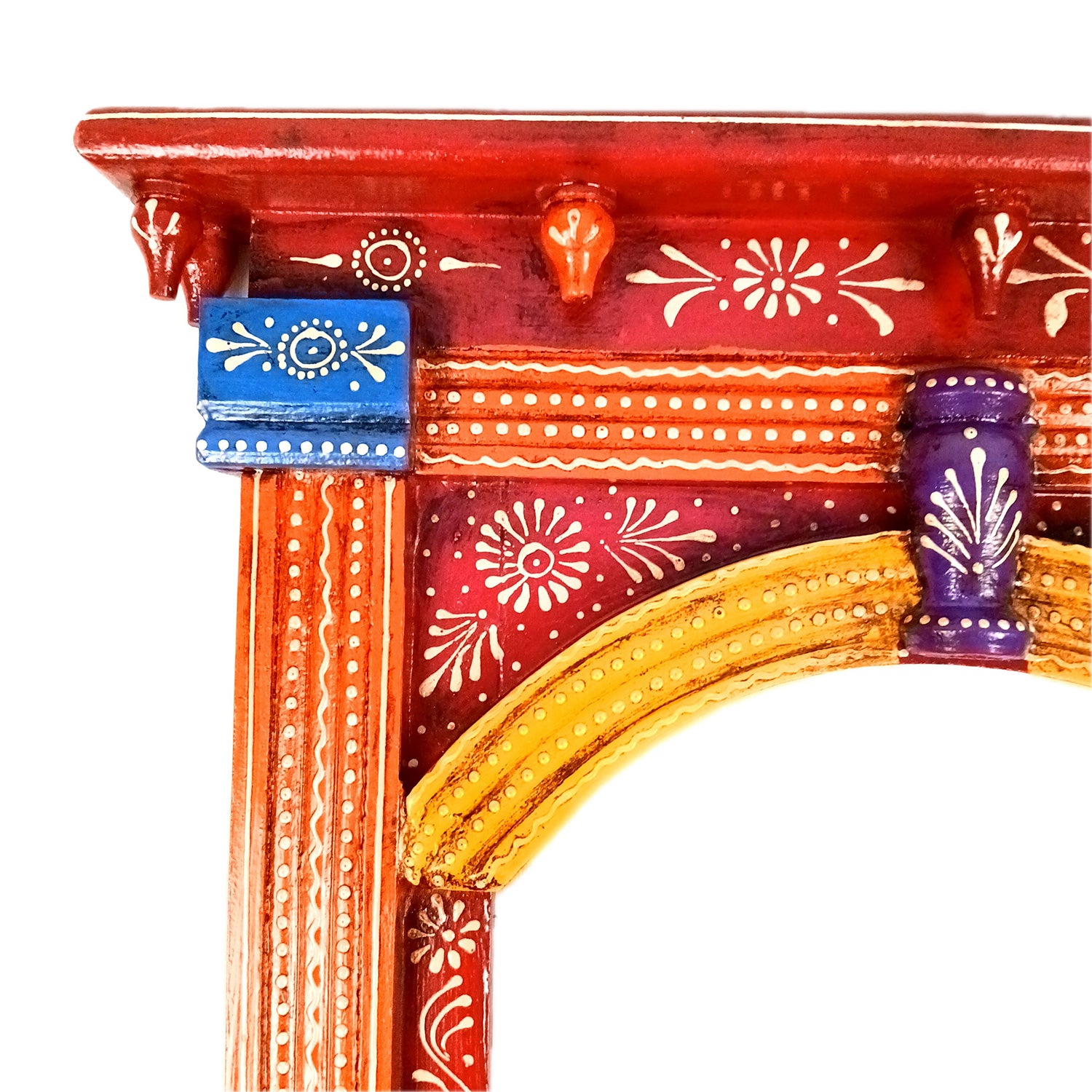 Jharokha Wall Hanging | Wooden Jharokha Frame Hangings - For Home, Wall Decor, Living room, Entrance Decoration & Gifts - 17 Inch (Wood, Brown) - Apkamart #Colour_Red