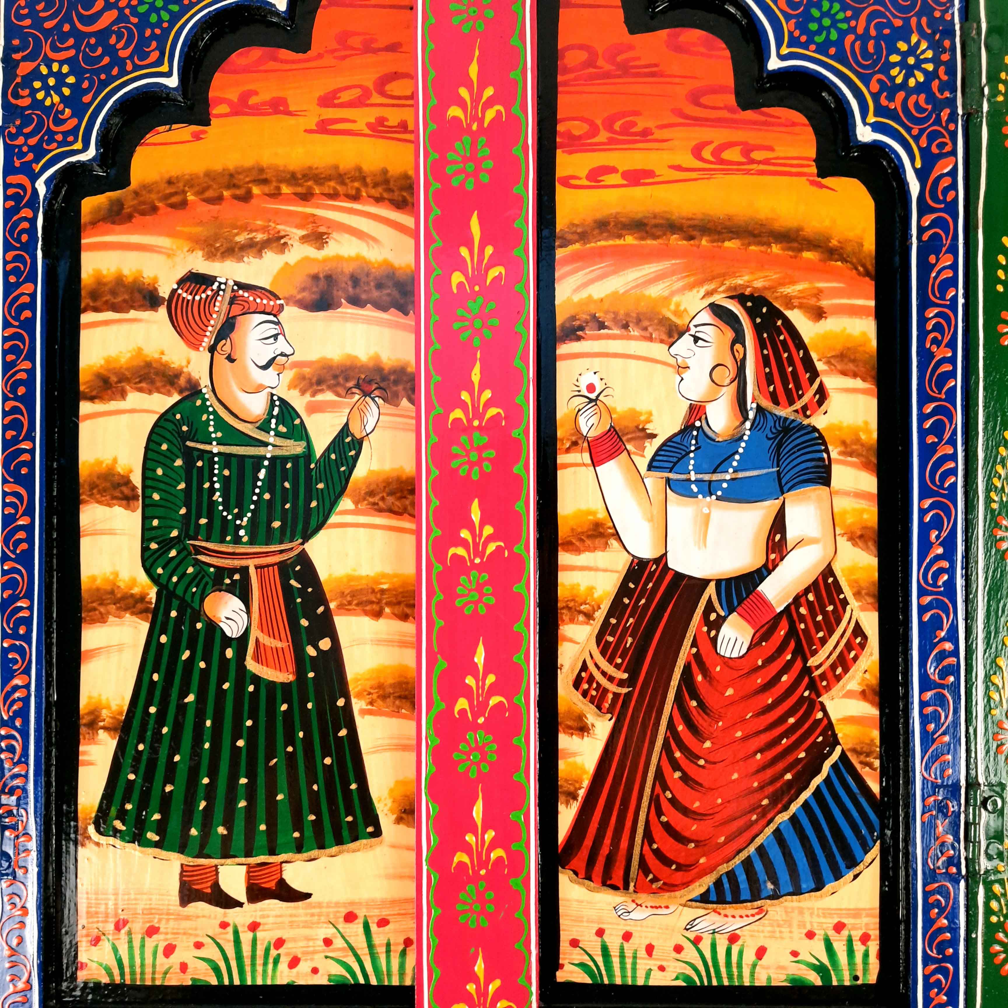 Wooden Jharokha Window Wall Hanging With Doors - For Wall Decor, Home Decor, Room Decor, Photo Frame and Gifts - 15 Inch - Apkamart