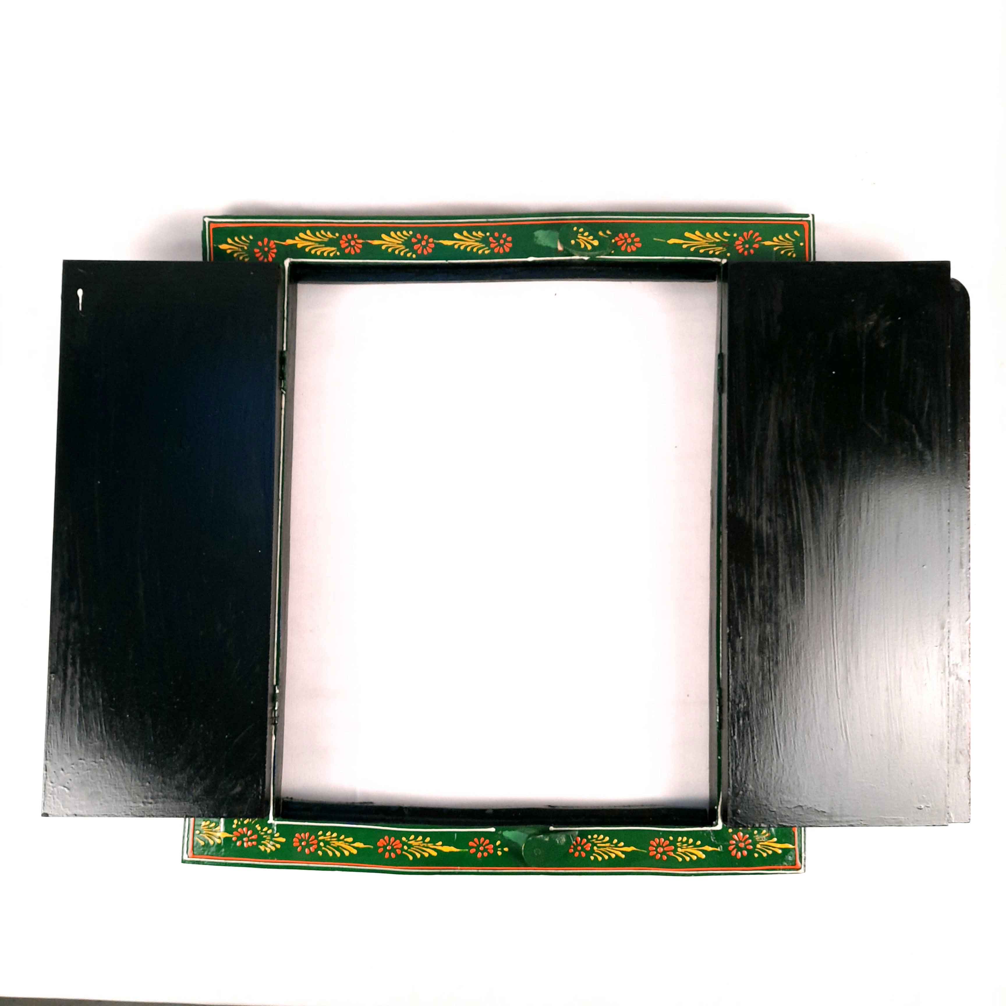 Wooden Jharokha Window Wall Hanging With Doors - For Wall Decor, Home Decor, Room Decor, Photo Frame and Gifts - 15 Inch - Apkamart