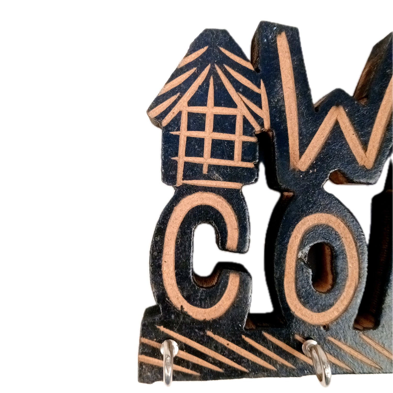 Key Holder Wall Hanging | Key Hook Stand Welcome Design| Keys Organizer - For Home, Entrance, Office Decor & Gifts - 7 Inch (8 Hooks) (Pack Of 2) - Apkamart