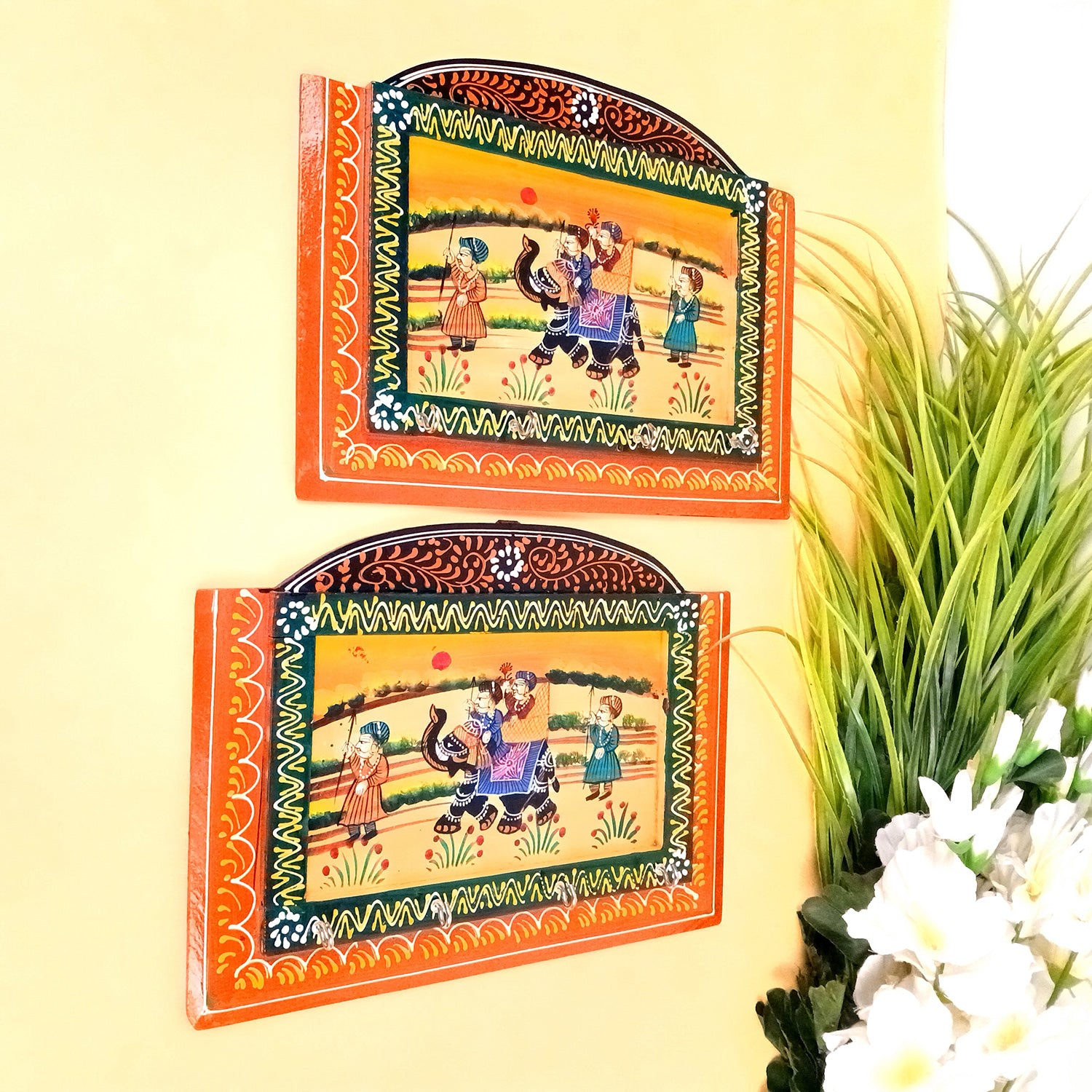 Key Holder Wall Hanging | Key Stand With 4 Hooks | Keys Organizer - For Home, Entrance, Office Decor & Gifts - 12 Inch (Pack of 2) - Apkamart