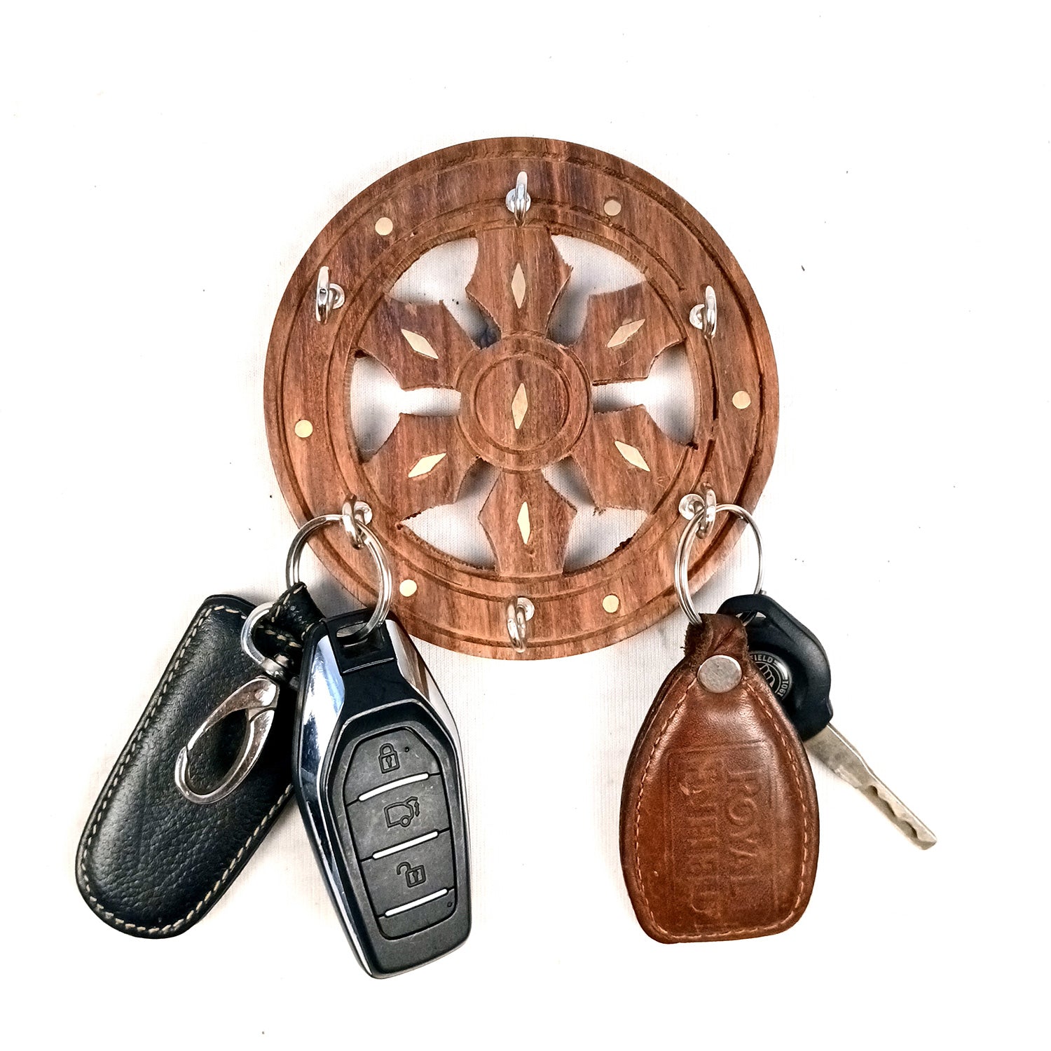 Key Holder Wall Decor | Key Hanging Organizer Stand| Key Hook Hanger Wall Mount - For Home, Entrance, Office Decor & Gifts - 6 Inch (16 Hooks) (Set Of 3) - Apkamart