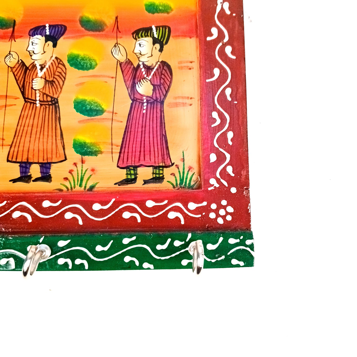 Key Holder Wall Hanging | Handpainted Key Hook Stand With 6 Hooks | Keys Organizer - For Home, Entrance, Office Decor & Gifts - 12 Inch (Pack of 2) - Apkamart