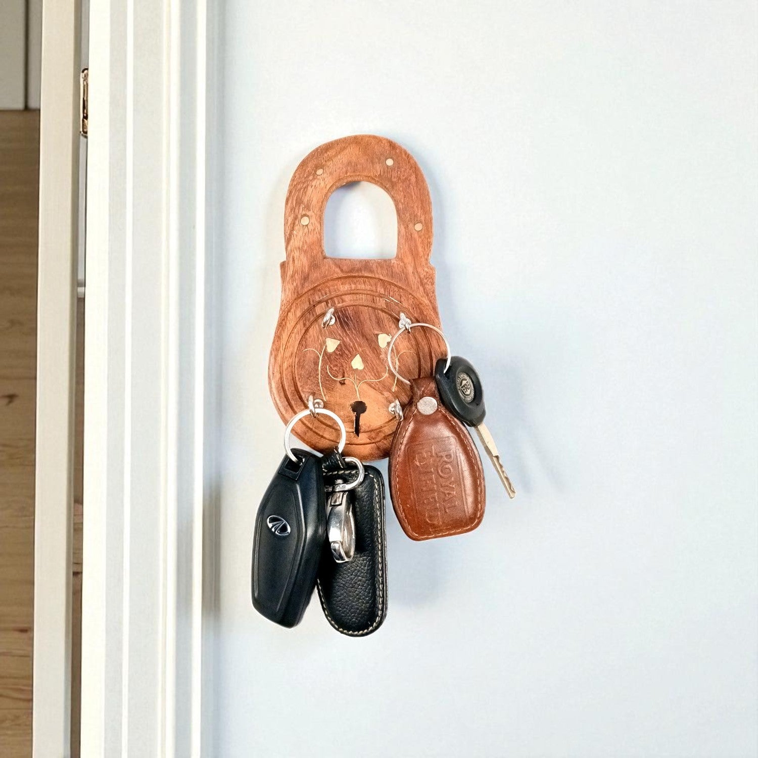 Key Holder Wall Decor | Key Hanging Organizer Stand| Key Hook Hanger Wall Mount - For Home, Entrance, Office Decor & Gifts - 8 Inch (12 Hooks) (Set Of 3) - Apkamart