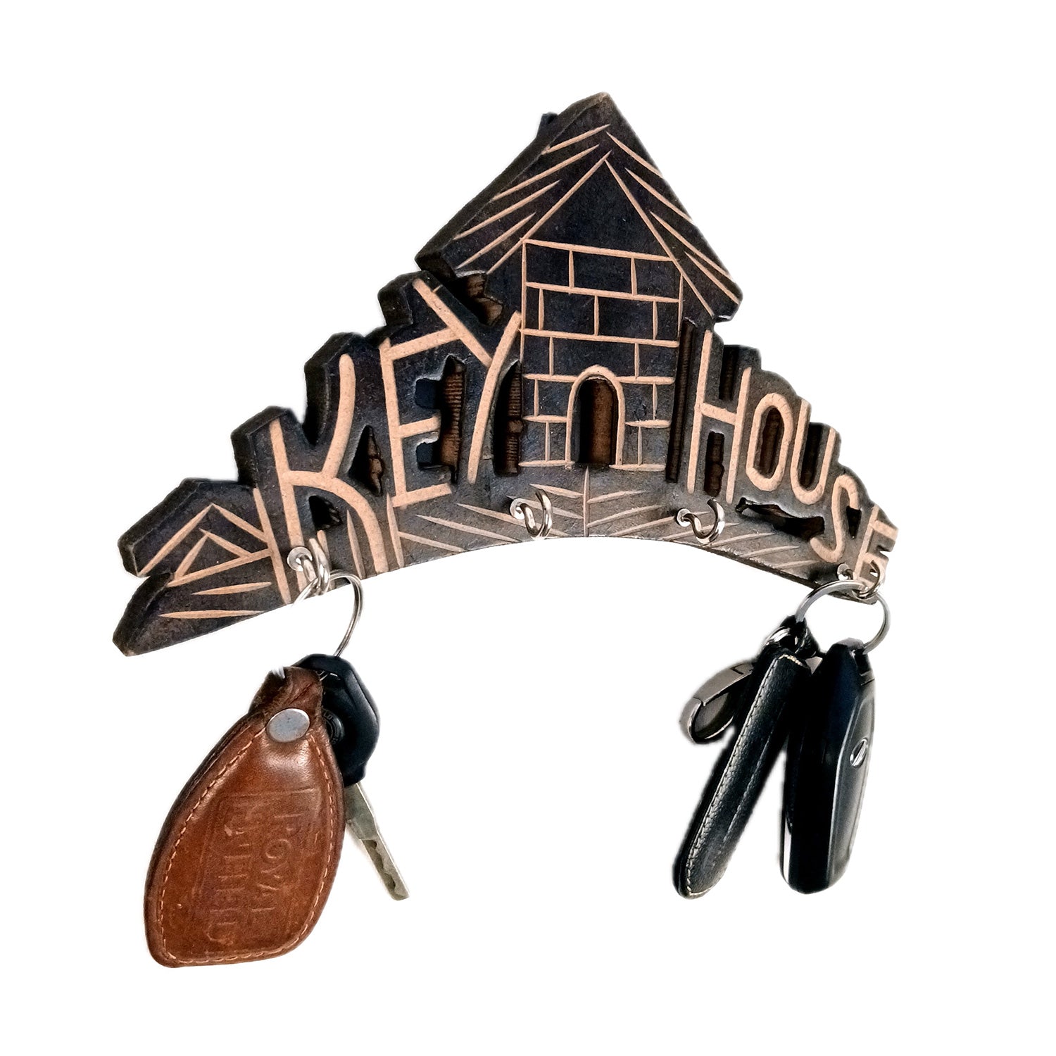 Key Holder Wall Hanging | Key Hook Stand Sweet Home & Key House Design Combo| Keys Organizer - For Home, Entrance, Office Decor - 10 Inch (8 Hooks) (Pack Of 2) - Apkamart