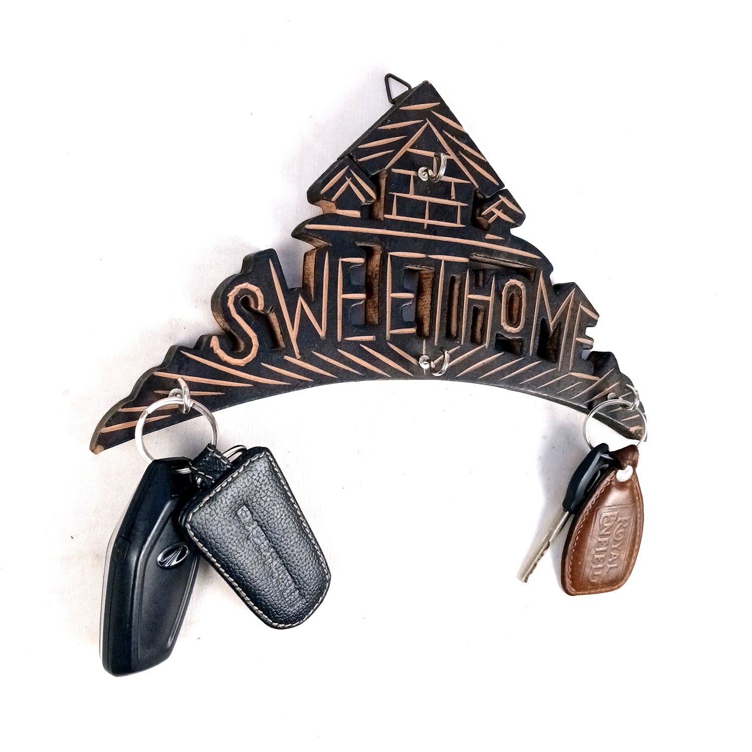 Key Hook Wall Decor | Key Holder Stand Sweet Home Design Combo| Key Hanger Organiser - For Home, Entrance, Office Decor & Gifts - 10 Inch (8 Hooks) (Pack Of 2) - Apkamart