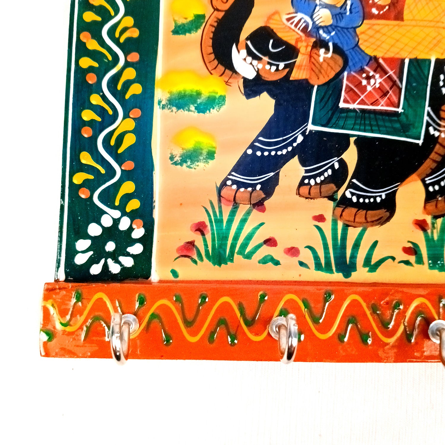 Key Holder Wall Hanging | Key Stand With 4 Hooks | Keys Organizer - For Home, Entrance, Office Decor & Gifts - 9 Inch (Wood, Green ) (Pack of 2) - Apkamart