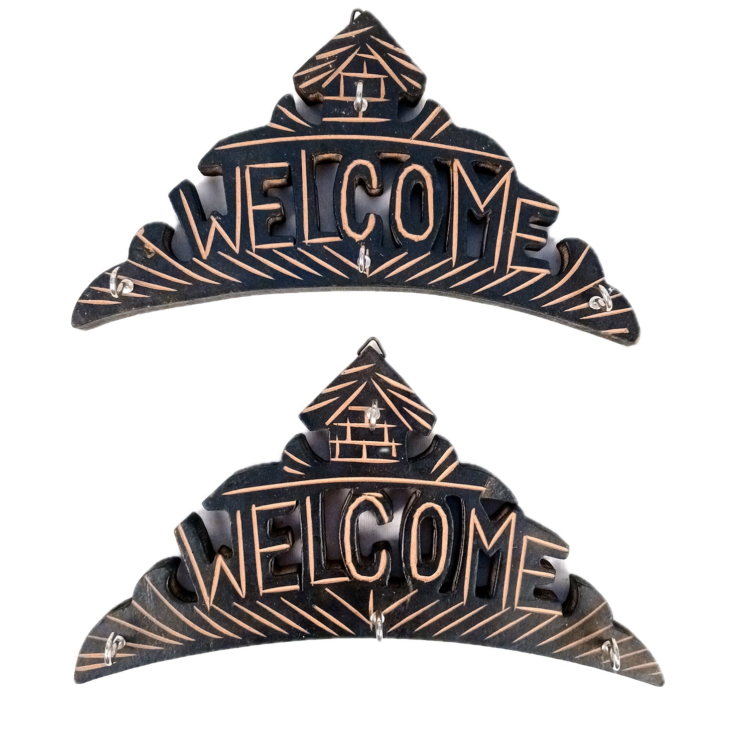 Key Hook Wall Decor | Key Holder Stand Welcome Design| Key Hanger Organiser - For Home, Entrance, Office Decor & Gifts - 10 Inch (8 Hooks) (Pack Of 2) - Apkamart