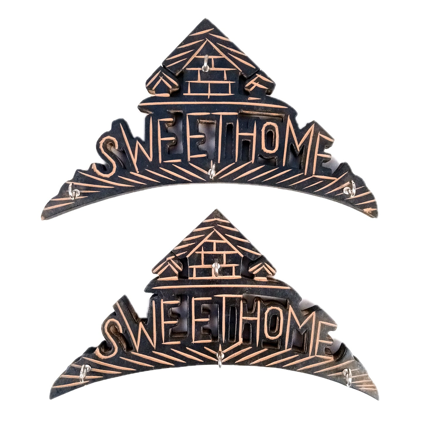 Key Hook Wall Decor | Key Holder Stand Sweet Home Design | Key Hanger Organiser - For Home, Entrance, Office Decor & Gifts - 10 Inch (8 Hooks) (Pack Of 2) - Apkamart