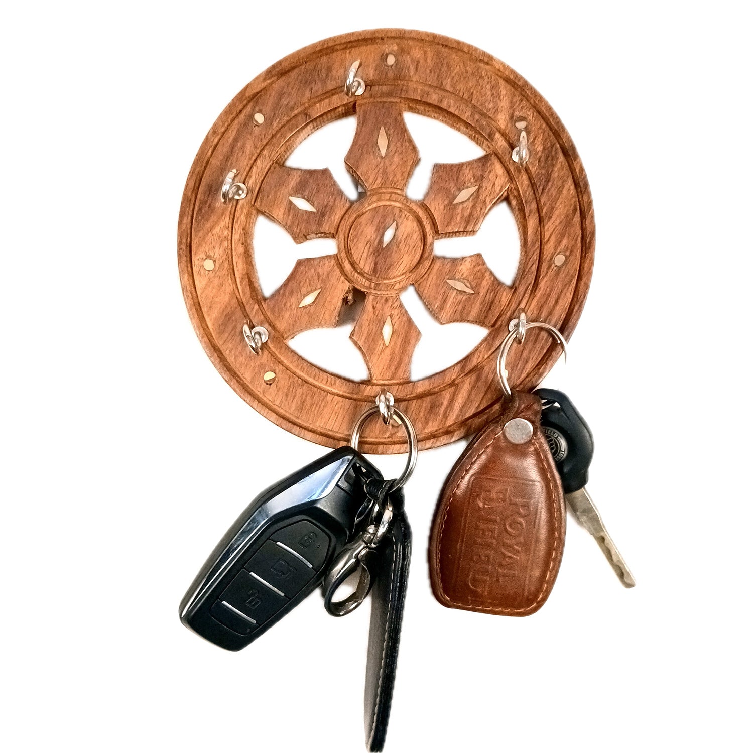 Key Holder Wall Decor | Key Hanging Organizer Stand| Key Hook Hanger Wall Mount - For Home, Entrance, Office Decor & Gifts - 6 Inch (16 Hooks) (Set Of 3) - Apkamart