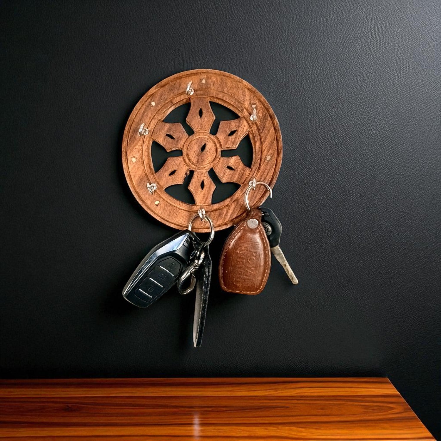 Key Holder Wall Decor | Key Hanging Organizer Stand| Key Hook Hanger Wall Mount - For Home, Entrance, Office Decor & Gifts - 6 Inch (16 Hooks) (Set Of 3) - Apkamart