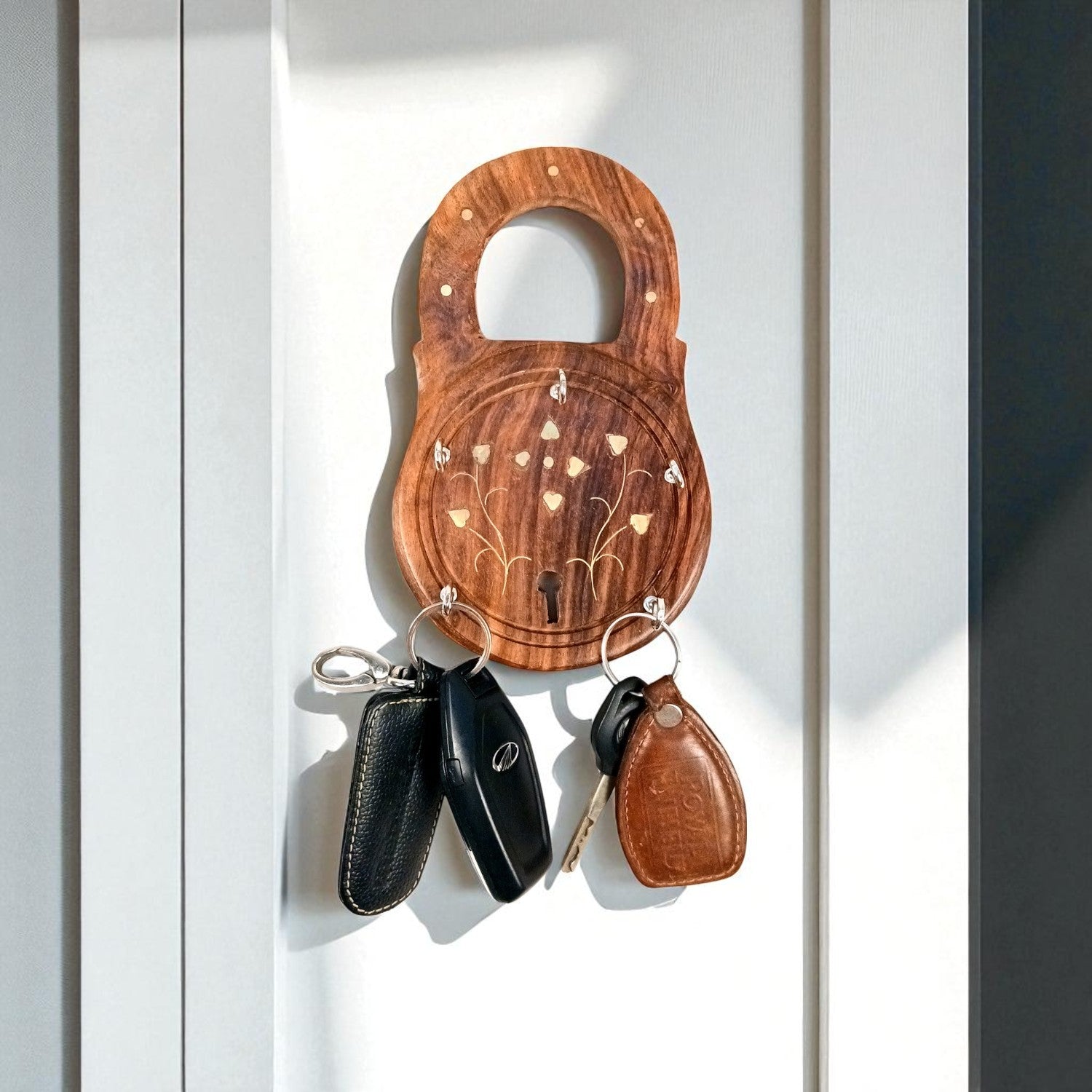 Key Holder Wall Decor | Key Hanging Organizer Stand| Key Hook Hanger Wall Mount - For Home, Entrance, Office Decor & Gifts - 8 Inch (12 Hooks) (Set Of 3) - Apkamart