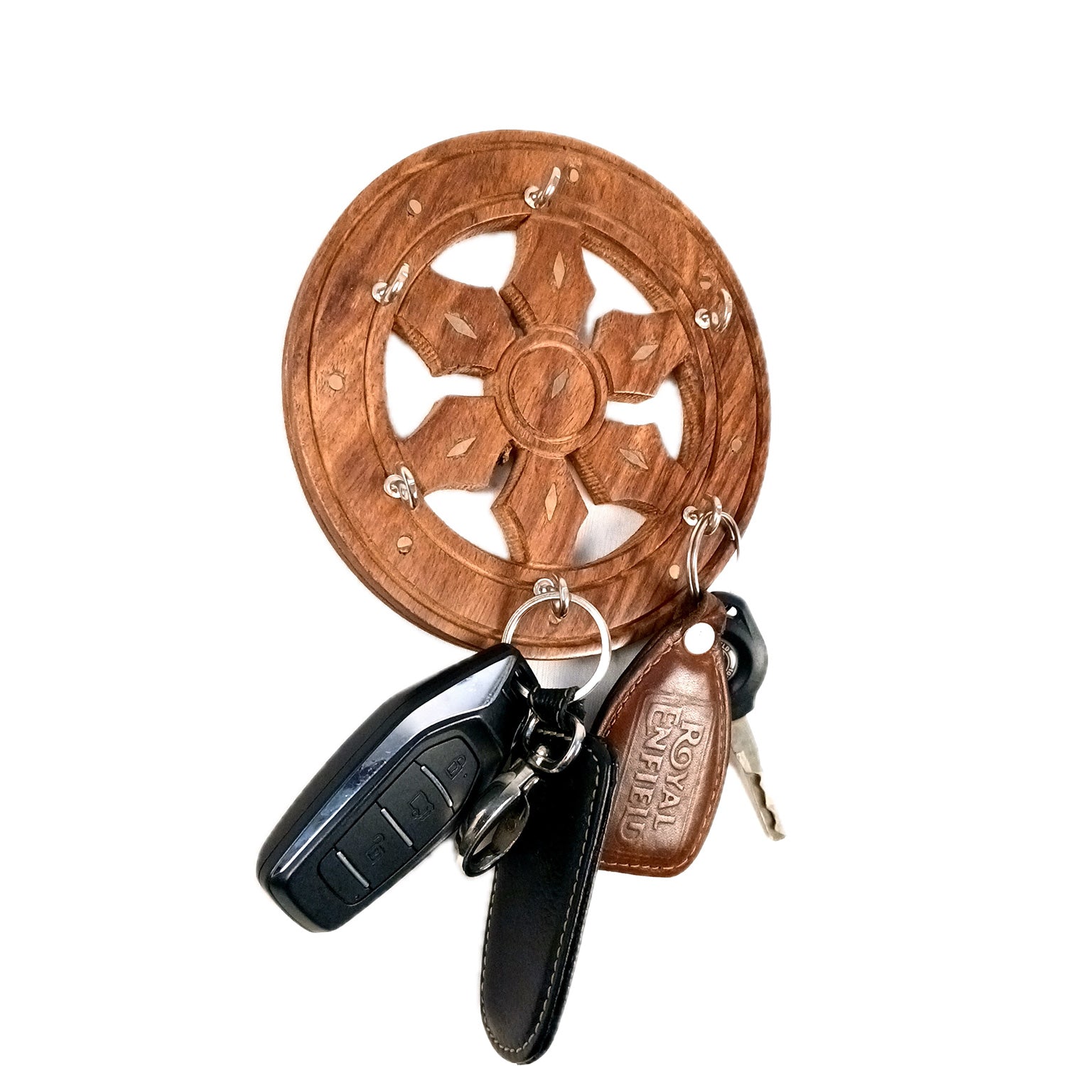 Key Holder Wall Decor | Key Hanging Organizer Stand| Key Hook Hanger Wall Mount - For Home, Entrance, Office Decor & Gifts - 6 Inch (16 Hooks) (Set Of 3) - Apkamart