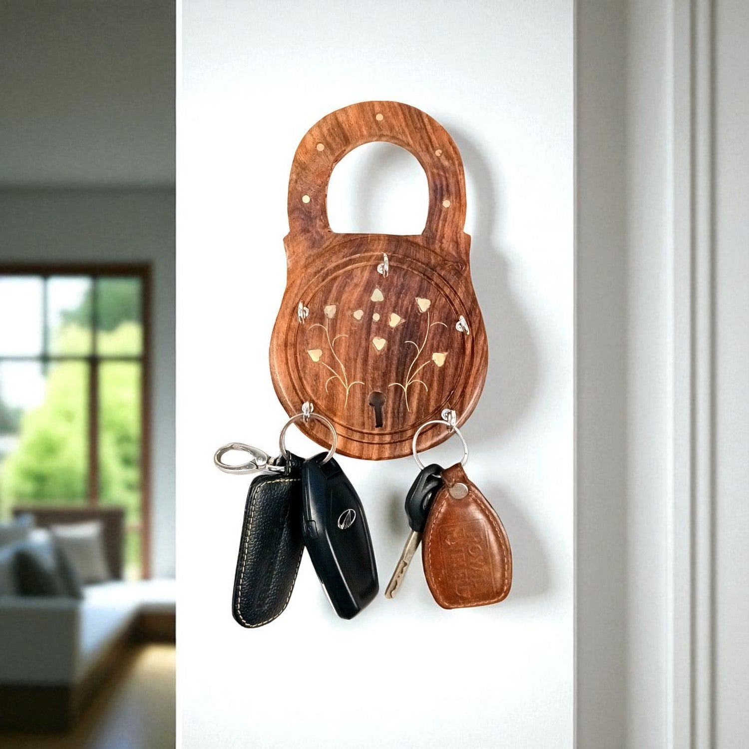 Key Holder Wall Decor | Key Hanging Organizer Stand| Key Hook Hanger Wall Mount - For Home, Entrance, Office Decor & Gifts - 8 Inch (12 Hooks) (Set Of 3) - Apkamart