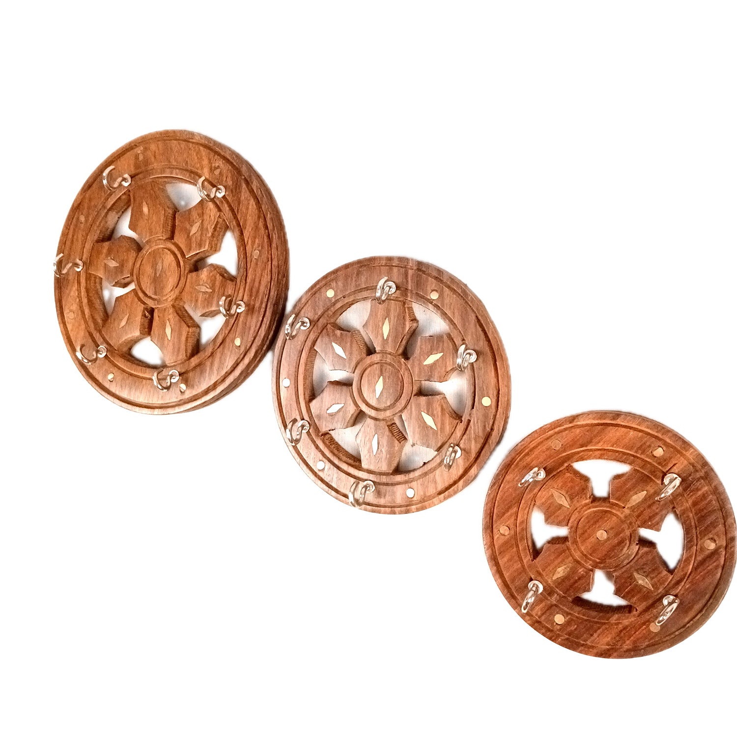 Key Holder Wall Decor | Key Hanging Organizer Stand| Key Hook Hanger Wall Mount - For Home, Entrance, Office Decor & Gifts - 6 Inch (16 Hooks) (Set Of 3) - Apkamart