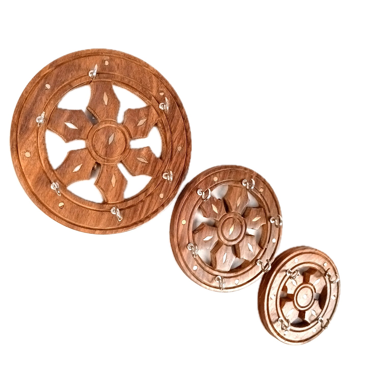 Key Holder Wall Decor | Key Hanging Organizer Stand| Key Hook Hanger Wall Mount - For Home, Entrance, Office Decor & Gifts - 6 Inch (16 Hooks) (Set Of 3) - Apkamart