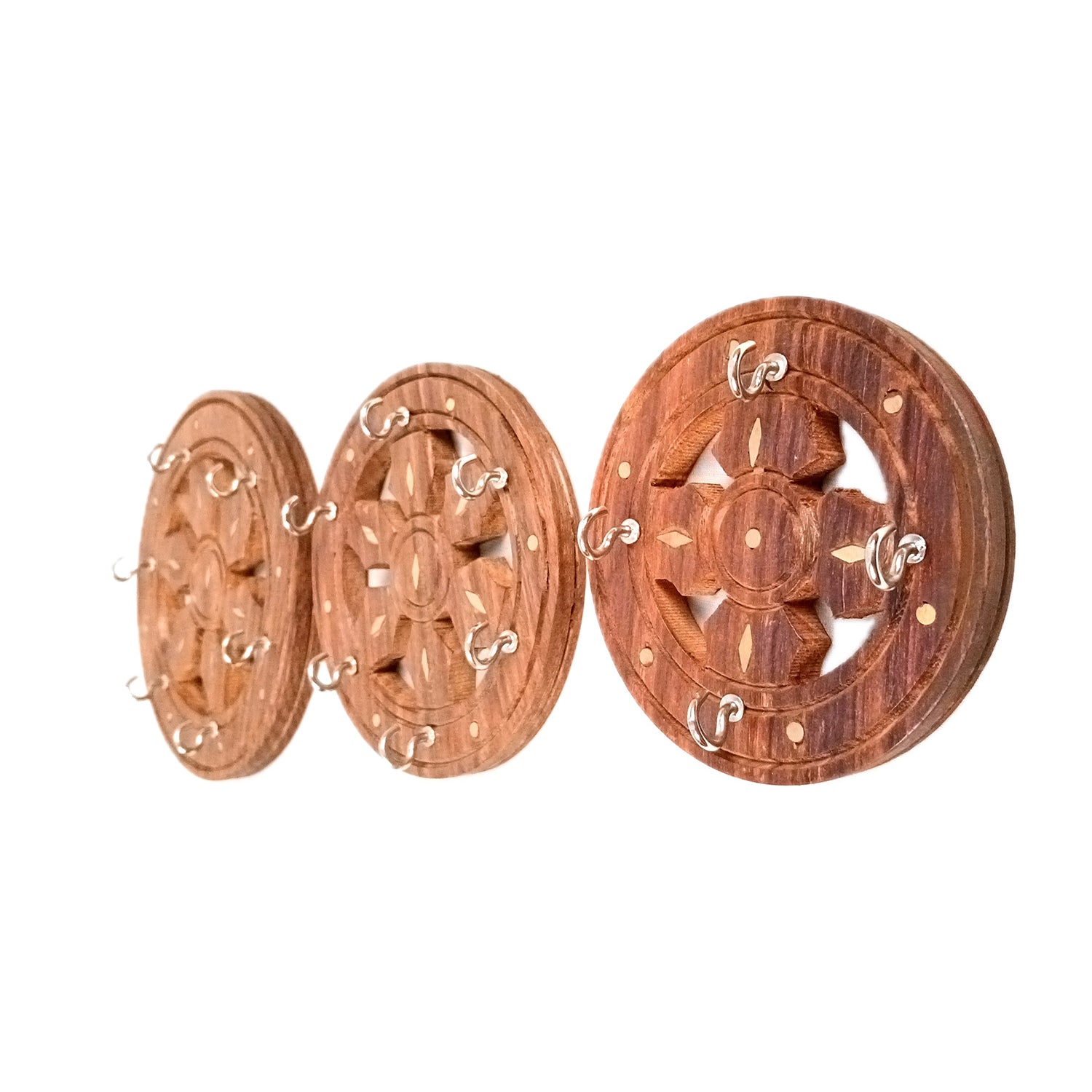 Key Holder Wall Decor | Key Hanging Organizer Stand| Key Hook Hanger Wall Mount - For Home, Entrance, Office Decor & Gifts - 6 Inch (16 Hooks) (Set Of 3) - Apkamart