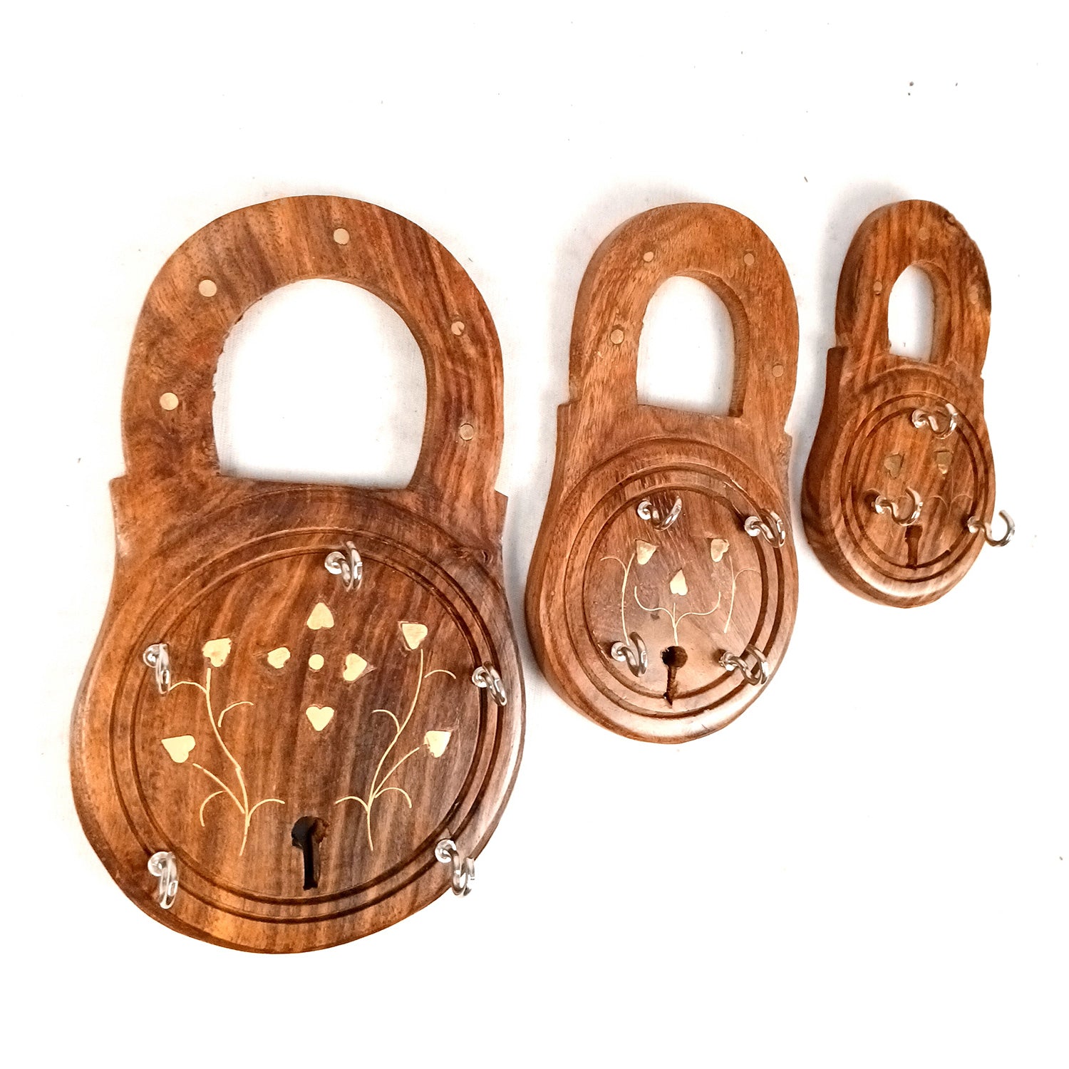 Key Holder Wall Decor | Key Hanging Organizer Stand| Key Hook Hanger Wall Mount - For Home, Entrance, Office Decor & Gifts - 8 Inch (12 Hooks) (Set Of 3) - Apkamart