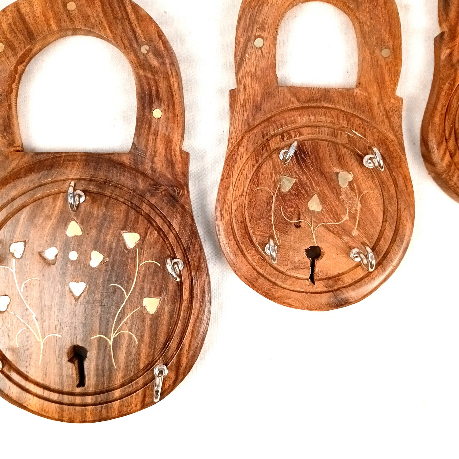 Key Holder Wall Decor | Key Hanging Organizer Stand| Key Hook Hanger Wall Mount - For Home, Entrance, Office Decor & Gifts - 8 Inch (12 Hooks) (Set Of 3) - Apkamart