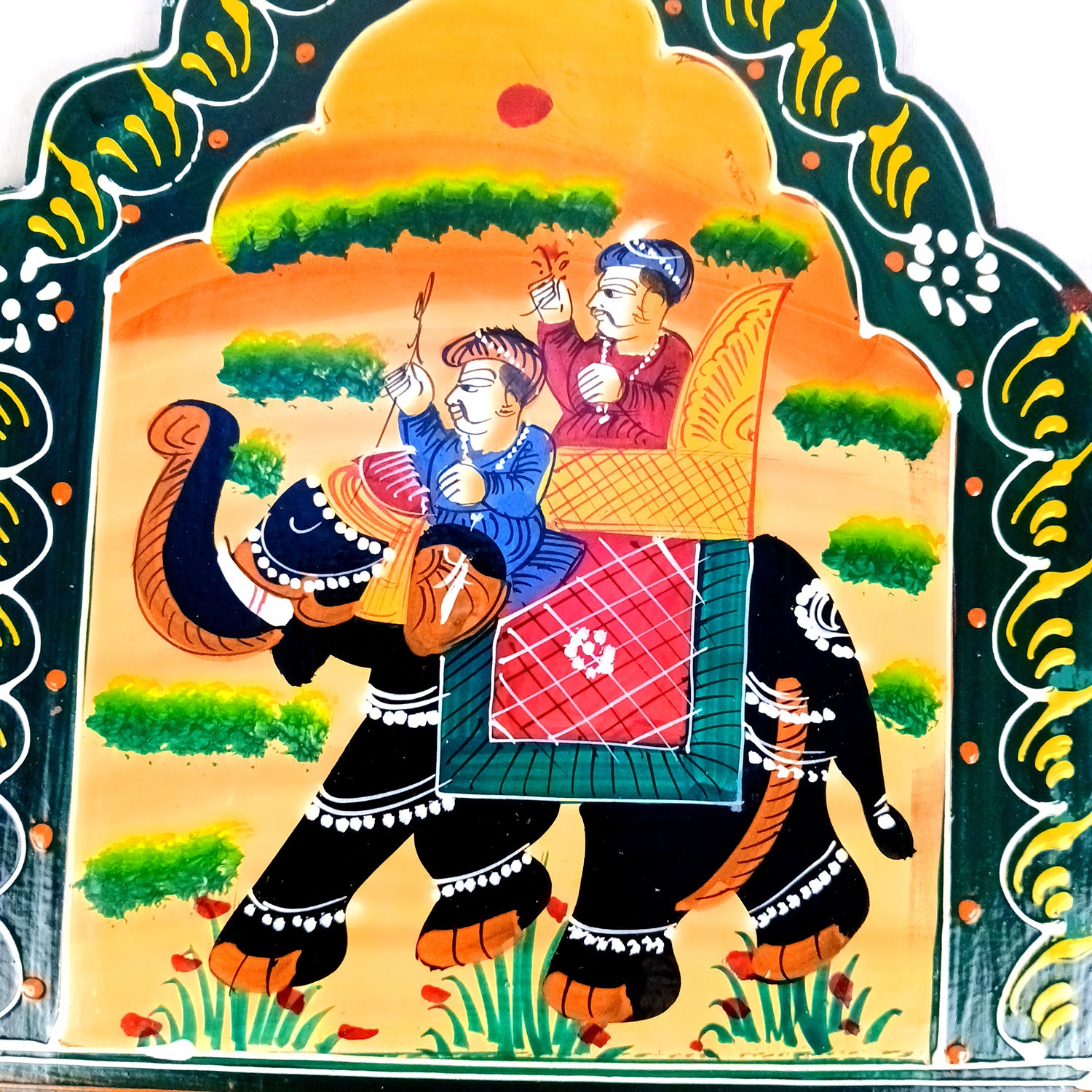 Key Hook Wall Decor | Handpainted Key Holder Stand With 4 Hooks | Key Organiser - For Home, Entrance, Office Decor & Gifts - 12 Inch (Wood, Green) - Apkamart