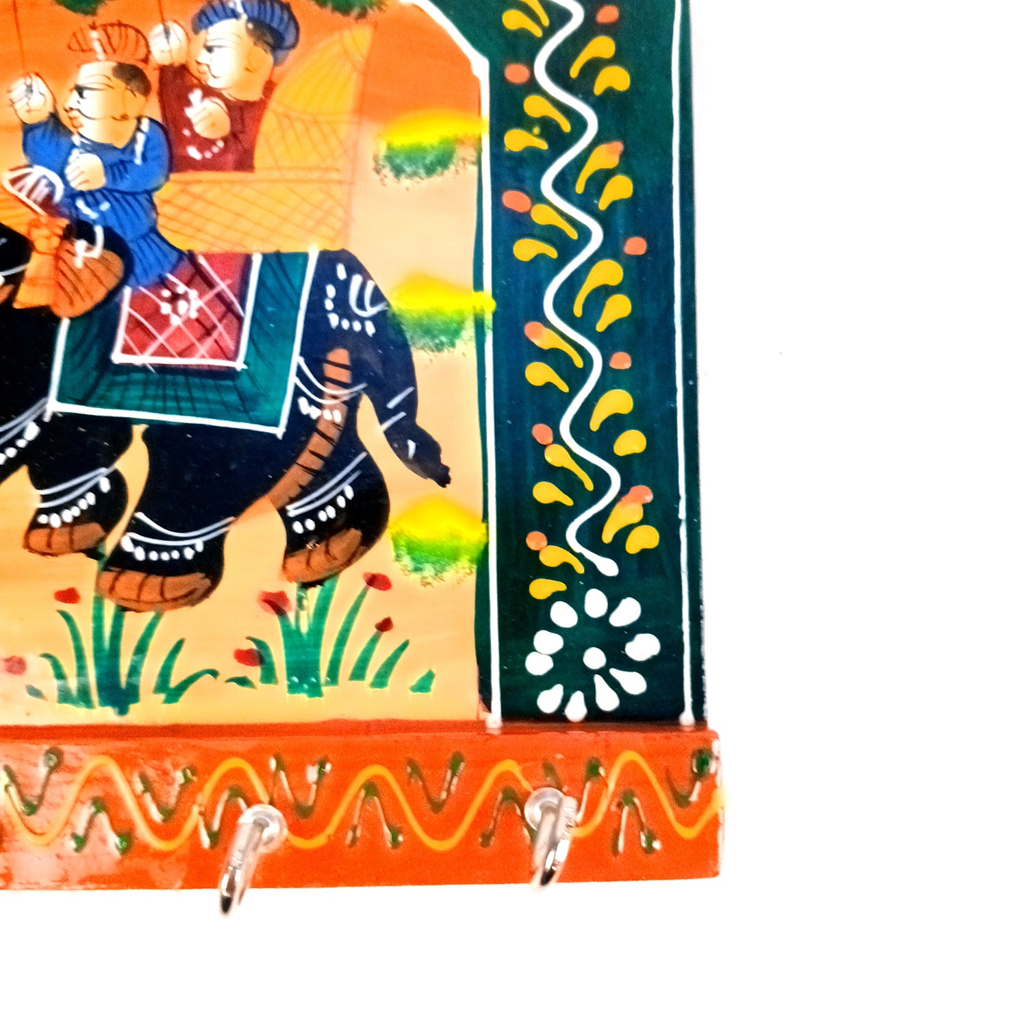 Key Holder Wall Hanging | Key Stand With 4 Hooks | Keys Organizer - For Home, Entrance, Office Decor & Gifts - 9 Inch (Wood, Green) - Apkamart