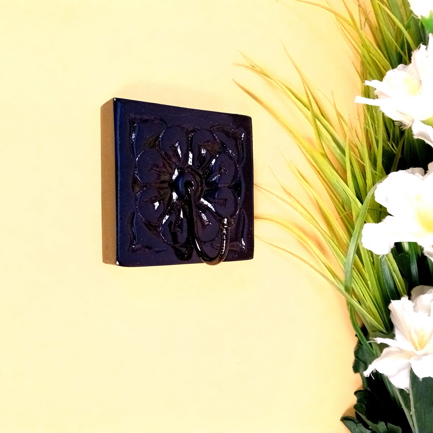 Key Holder Wall Hanging | Handpainted Key Hook Stand With 1 Hooks | Keys Organizer - For Home, Entrance, Office Decor & Gifts - 4 Inch (Wood, Brown) - Apkamart